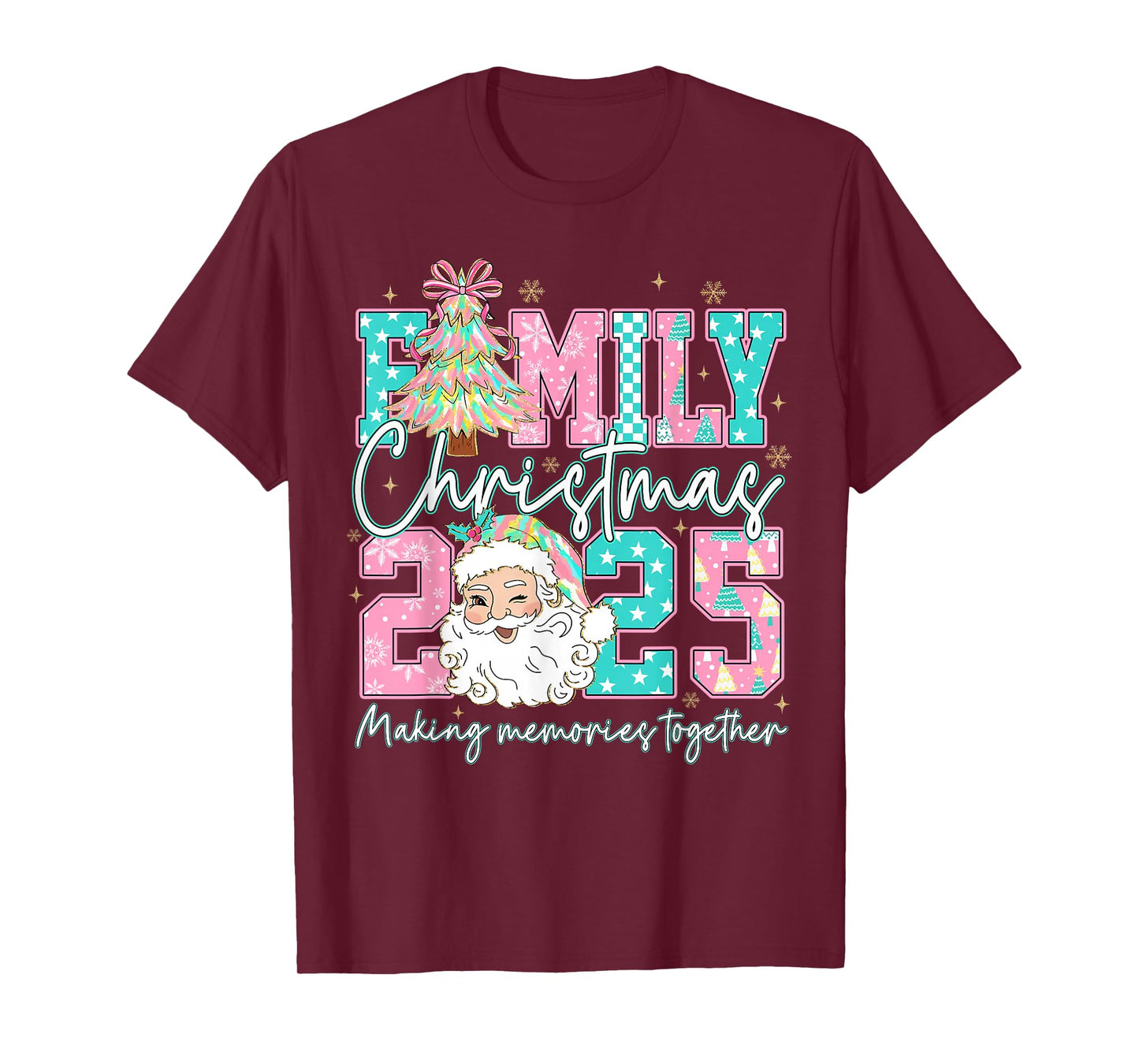 Family Christmas 2025 Santa Holiday Xmas Tree Coquette Bow T-Shirt