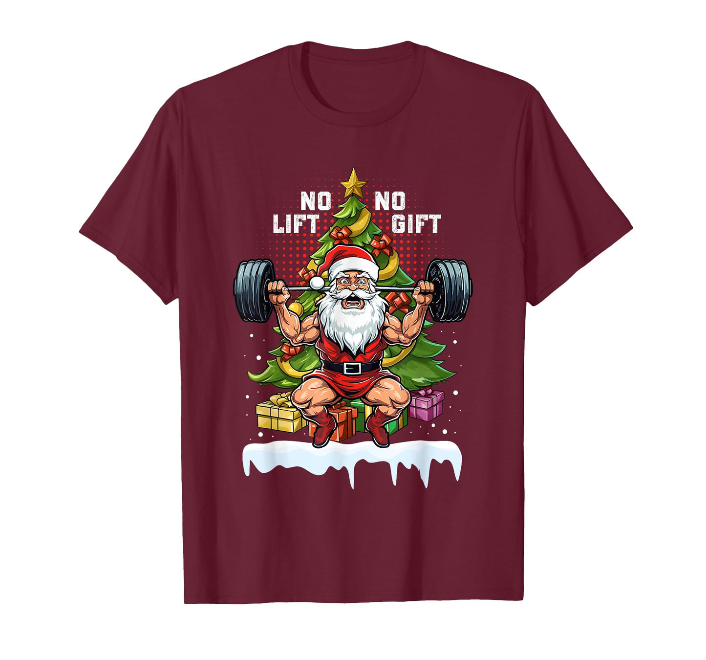 No Lift No Gift Santa Claus Christmas Gym Bodybuilding Funny T-Shirt