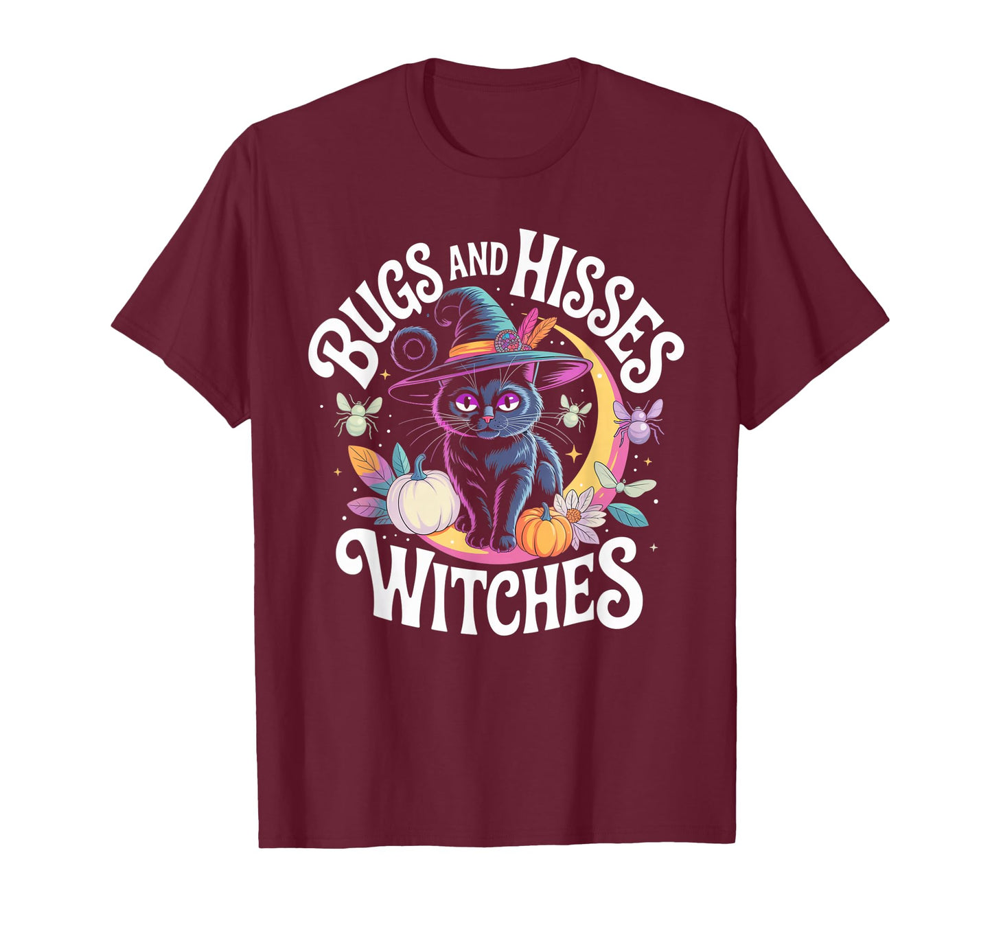 Gothic Cat Magic Flowers Witch Apparel T-Shirt