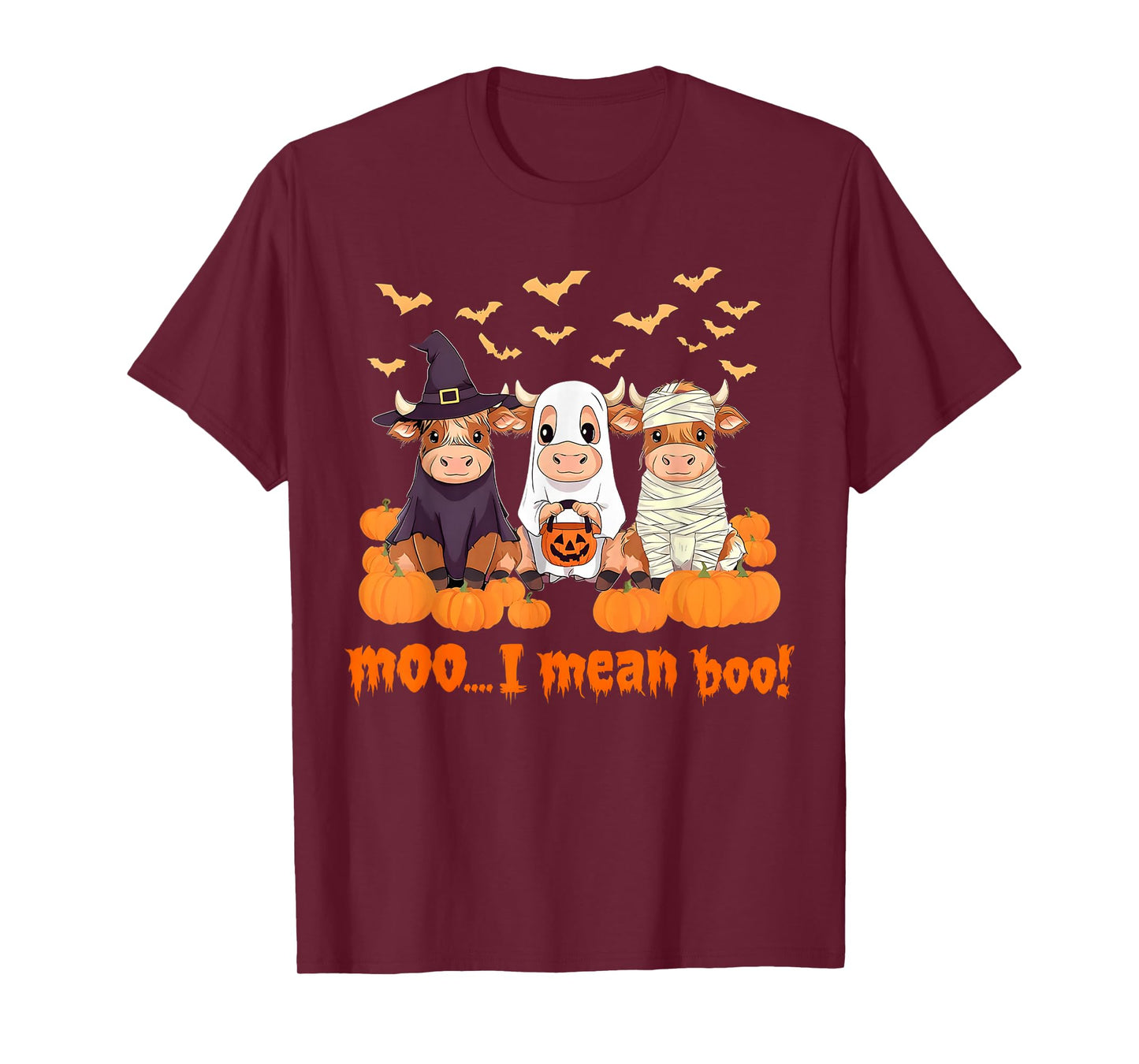 Moo I Mean Boo Spooky Heifer Halloween Bull Sheet Cow T-Shirt