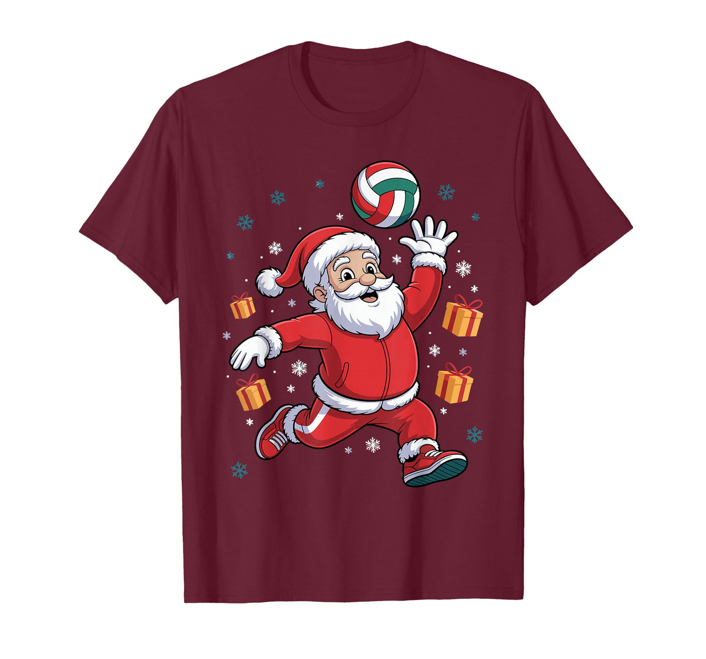 Funny Santa Playing Volleyball Holiday Christmas Xmas Pajama T-Shirt