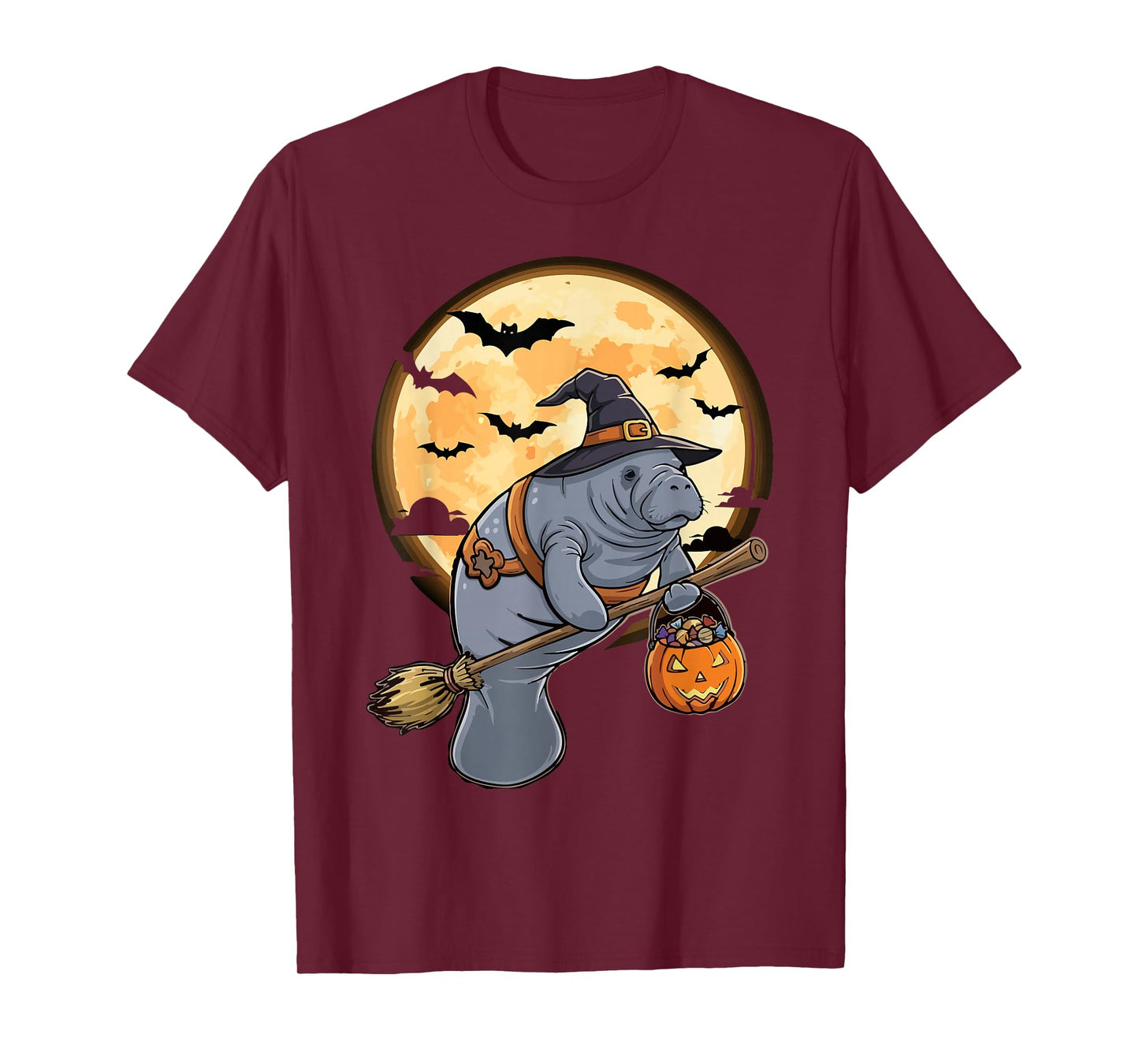 Funny Manatee Lovers Hat Pumpkin for Kids Manatee Halloween T-Shirt