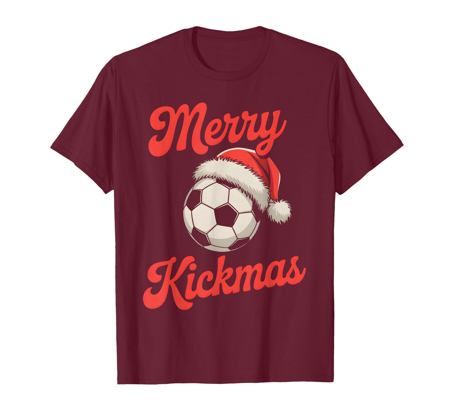 Merry Kickmas Christmas Funny Santa Soccer Ball Graphic T-Shirt