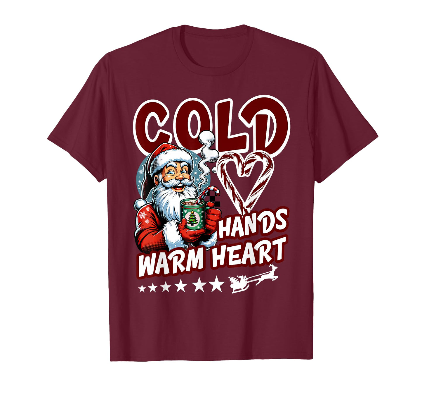 Cold Hands and Warm Heart Santa Funny Winter Christmas T-Shirt
