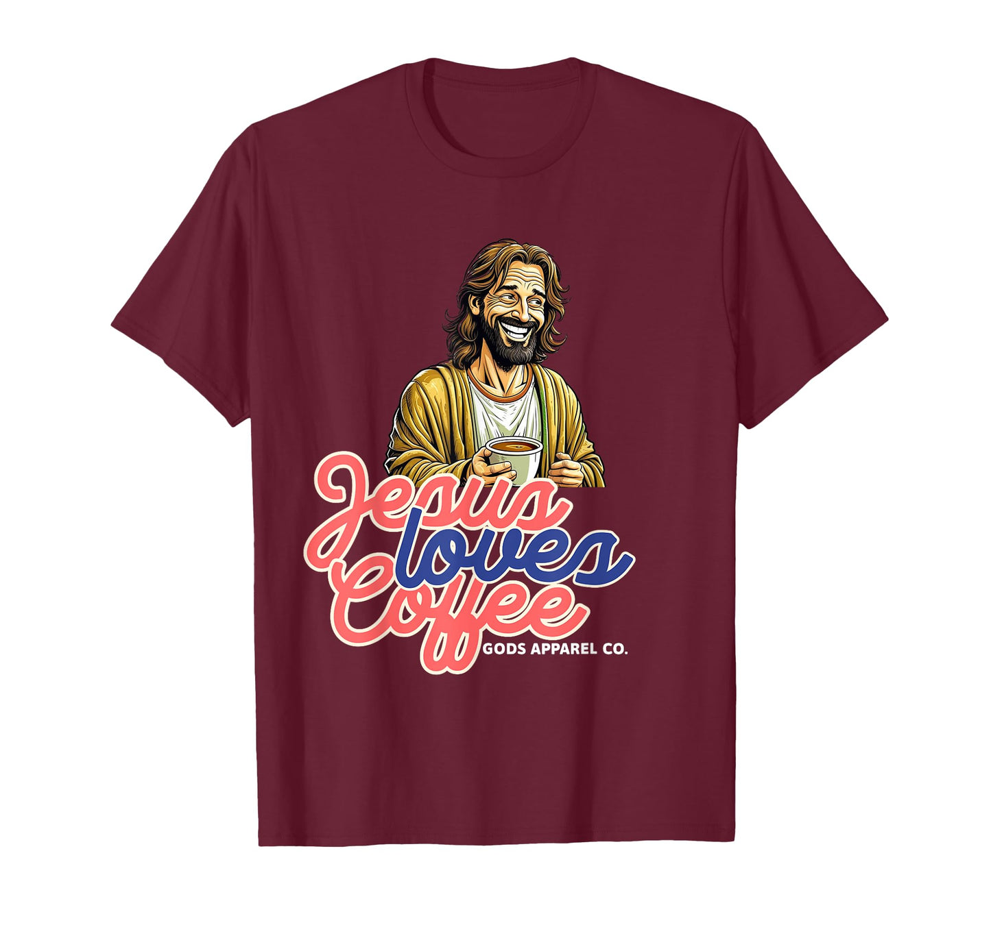 Laughing Jesus with a Coffee Mug Christian Coffee Lover T-Shirt