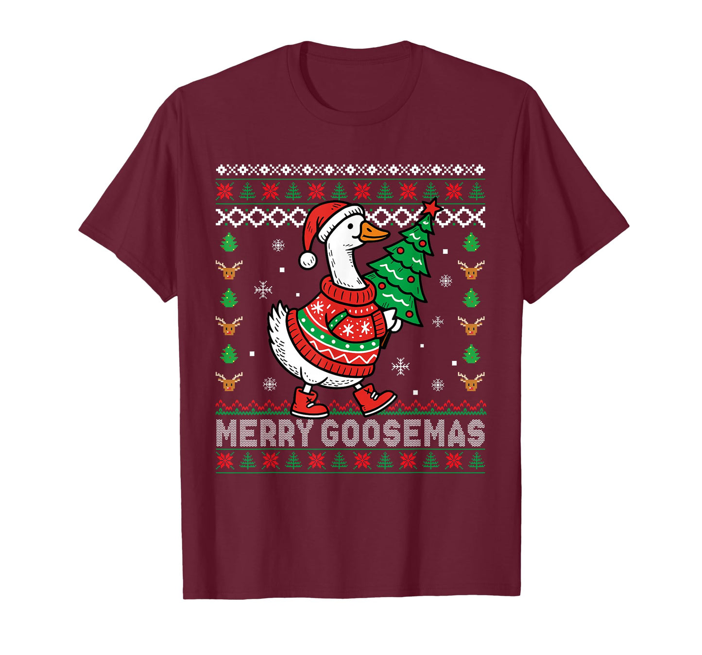 Merry Goosemas Christmas Funny Family Ugly Xmas Men Women T-Shirt