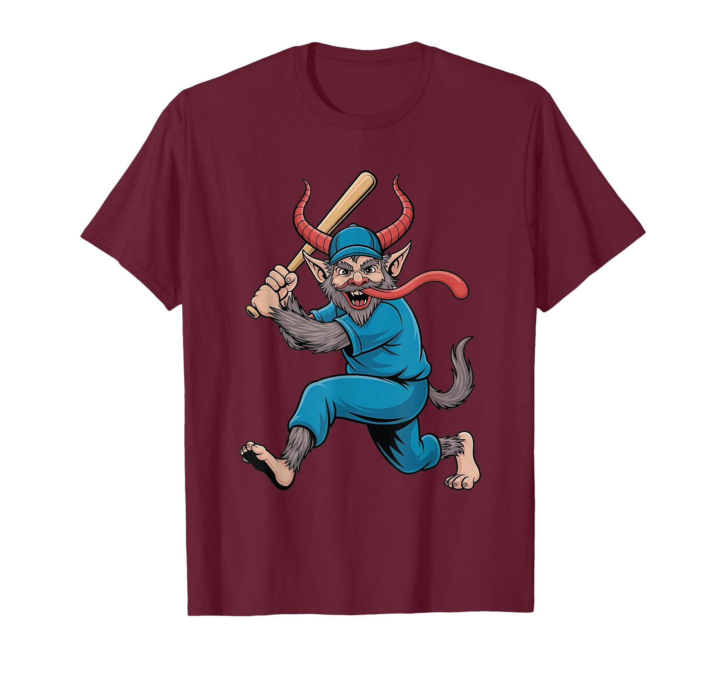 Evil Krampus Playing Baseball Santa Claus Christmas Sport T-Shirt