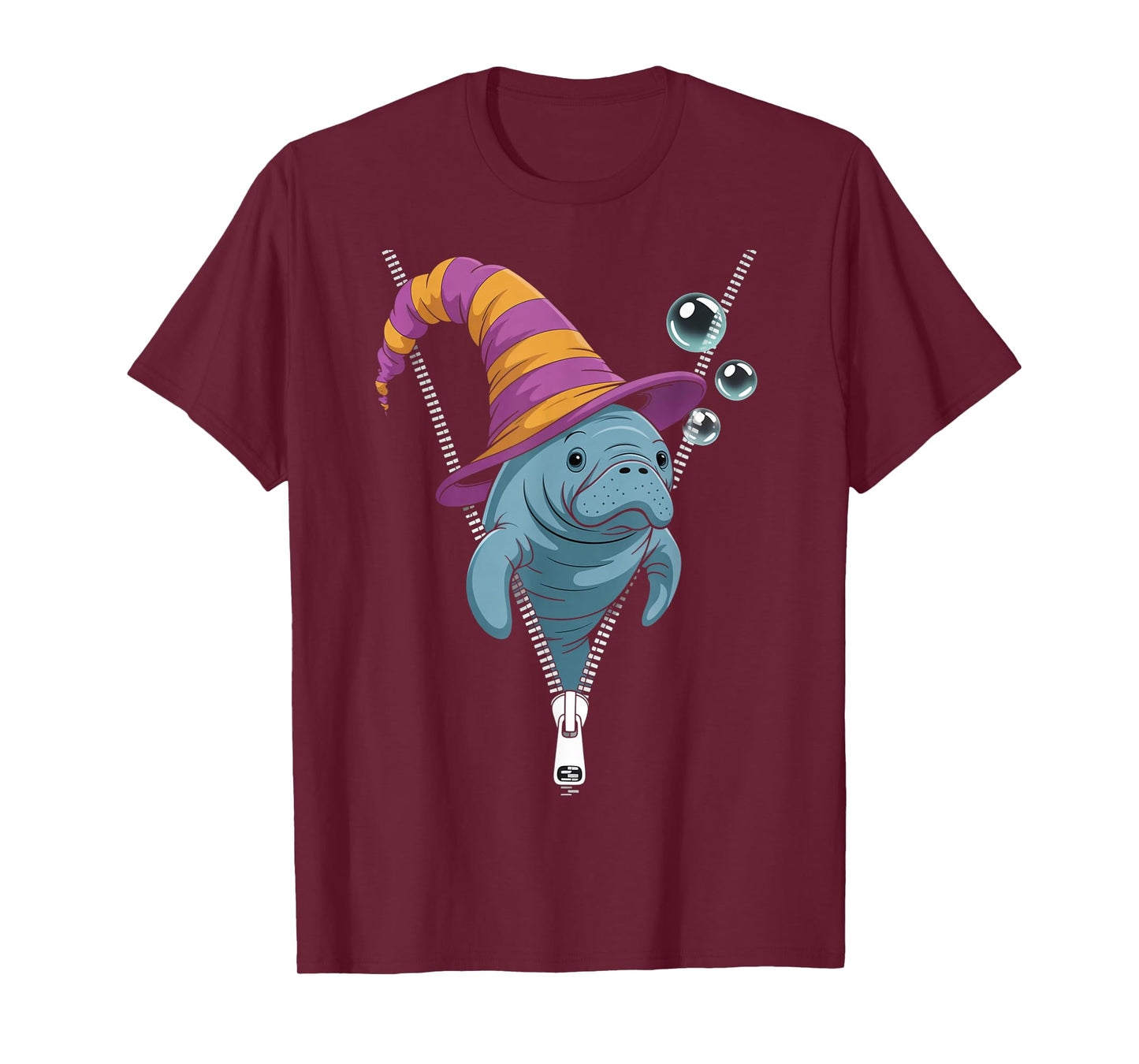 Funny Manatee Peeking Out Zipper Halloween Costume T-Shirt