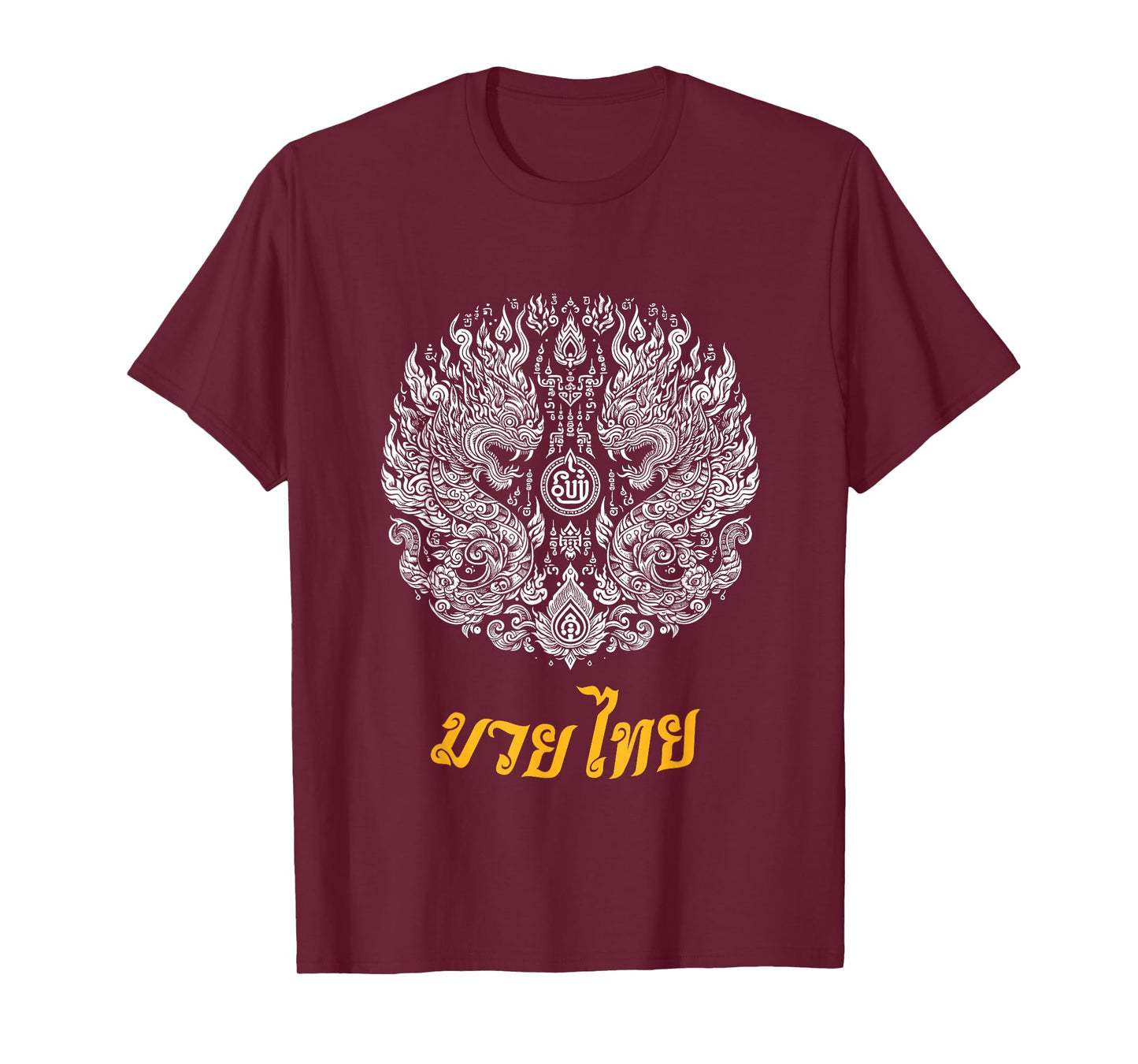 Sak Yant Muay Thai MMA Tattoo Twin Dragon Naga Martial Art T-Shirt