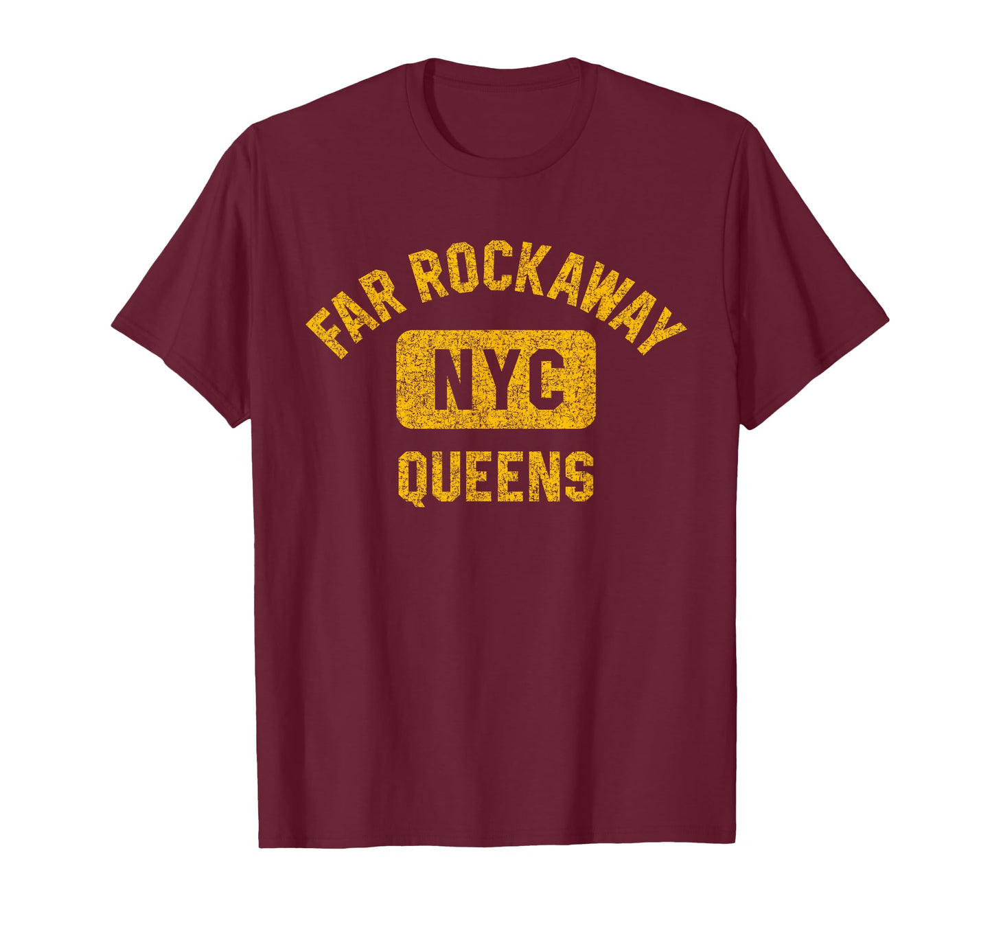 Far Rockaway Queens NYC Gym Style Distressed Amber Print T-Shirt