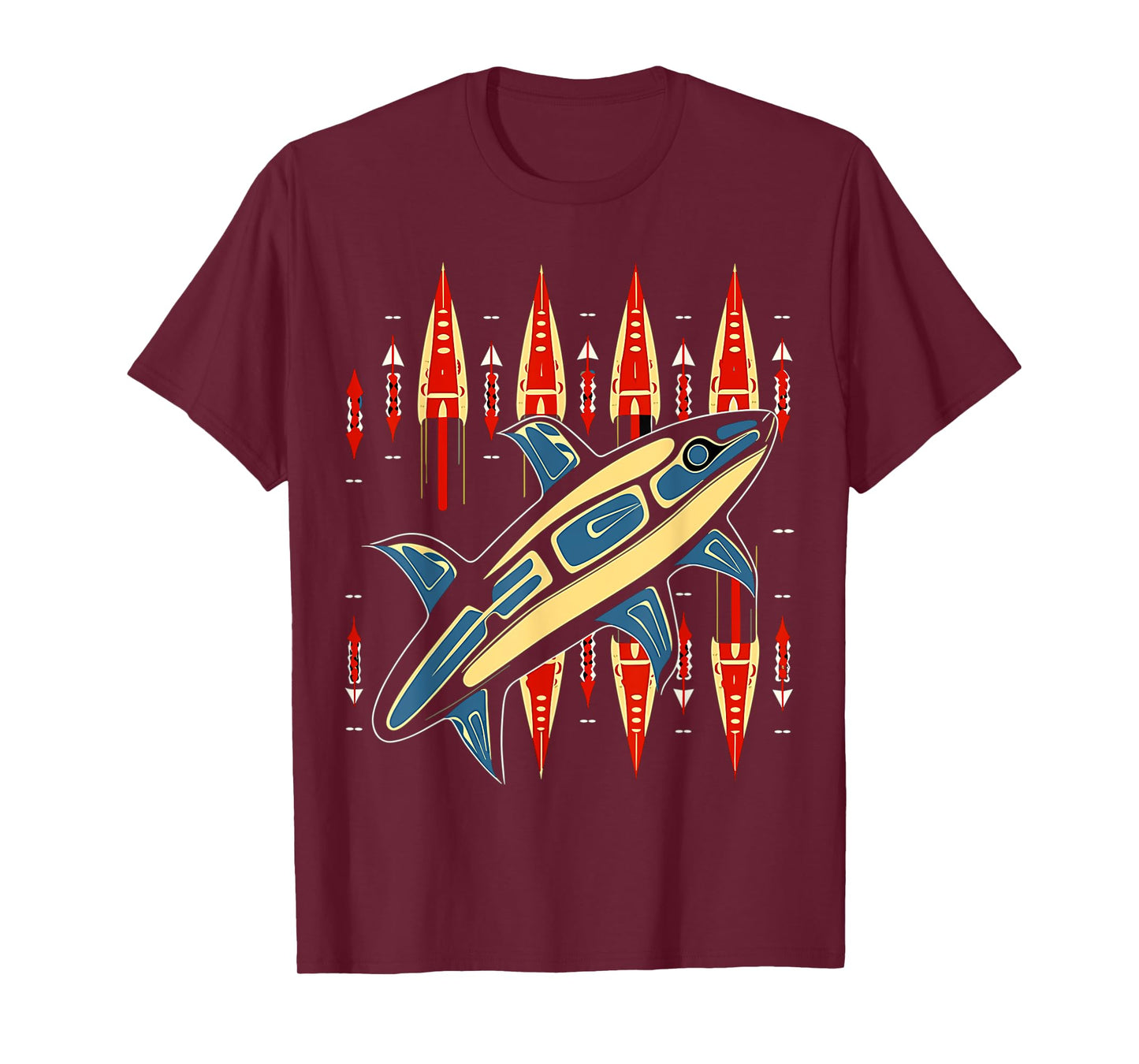 Orca Fish in Salish Coast Native American Art Style T-Shirt