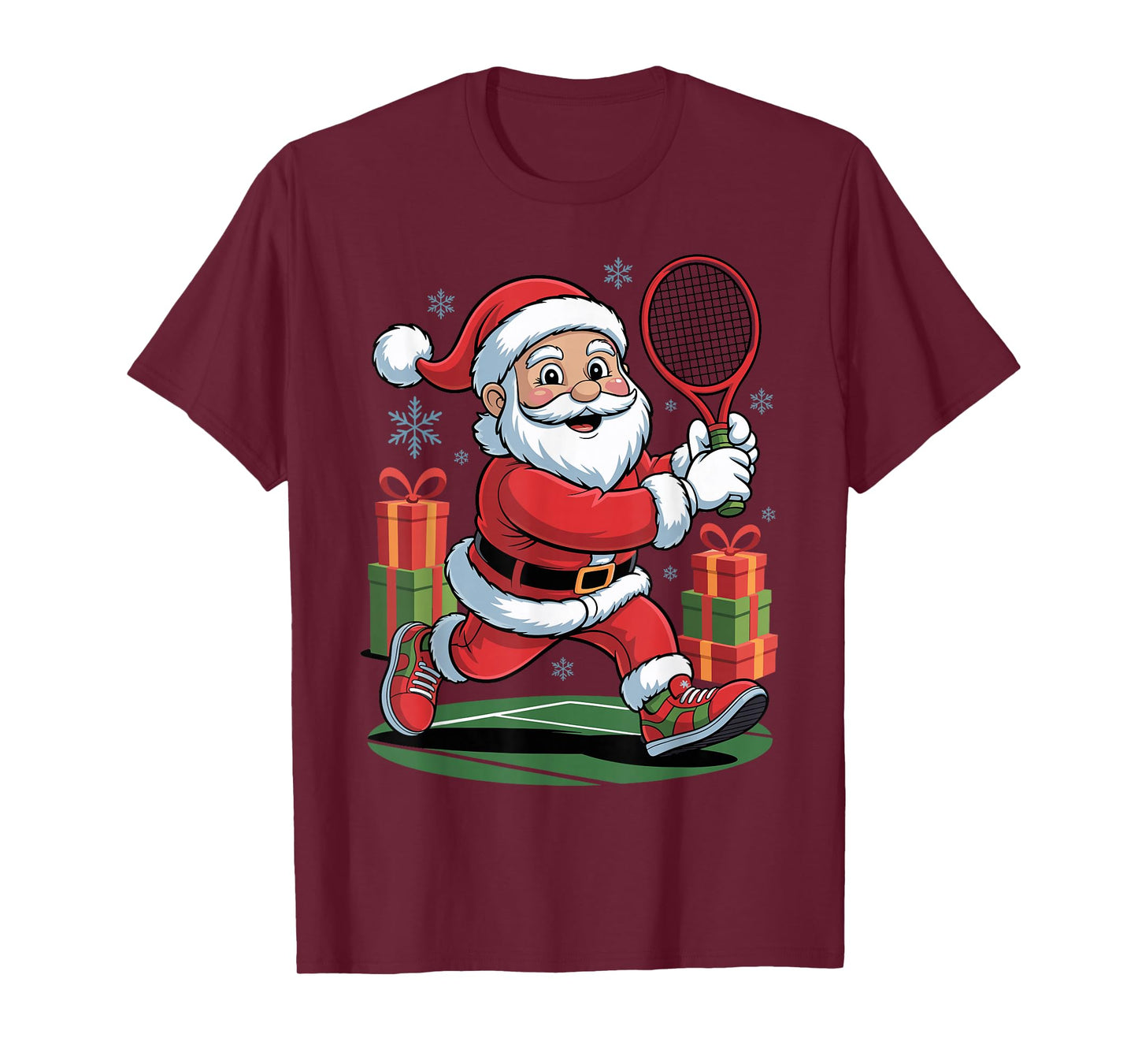 Santa Playing Tennis Funny Christmas Xmas Holiday Pajama T-Shirt