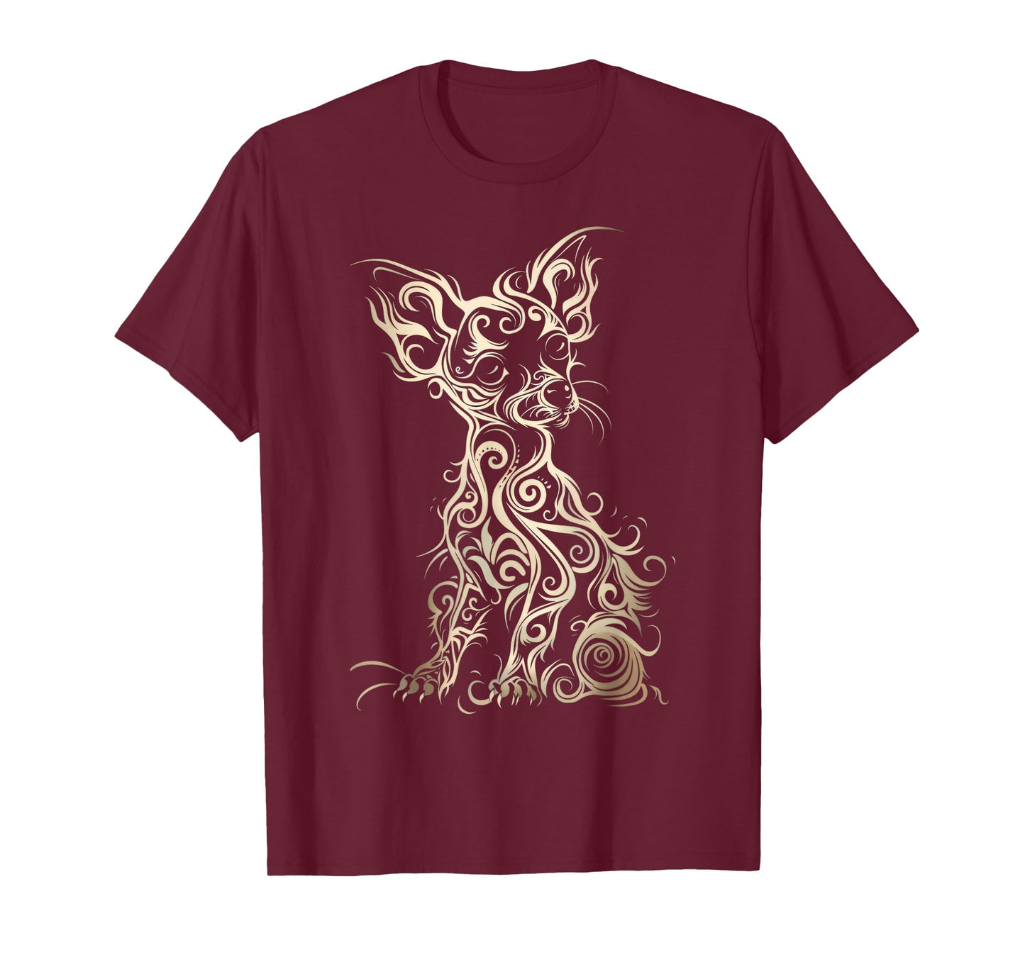 LumaThread Chiweenie Tribal Vintage Retro Graphic T-Shirt, Small, Black