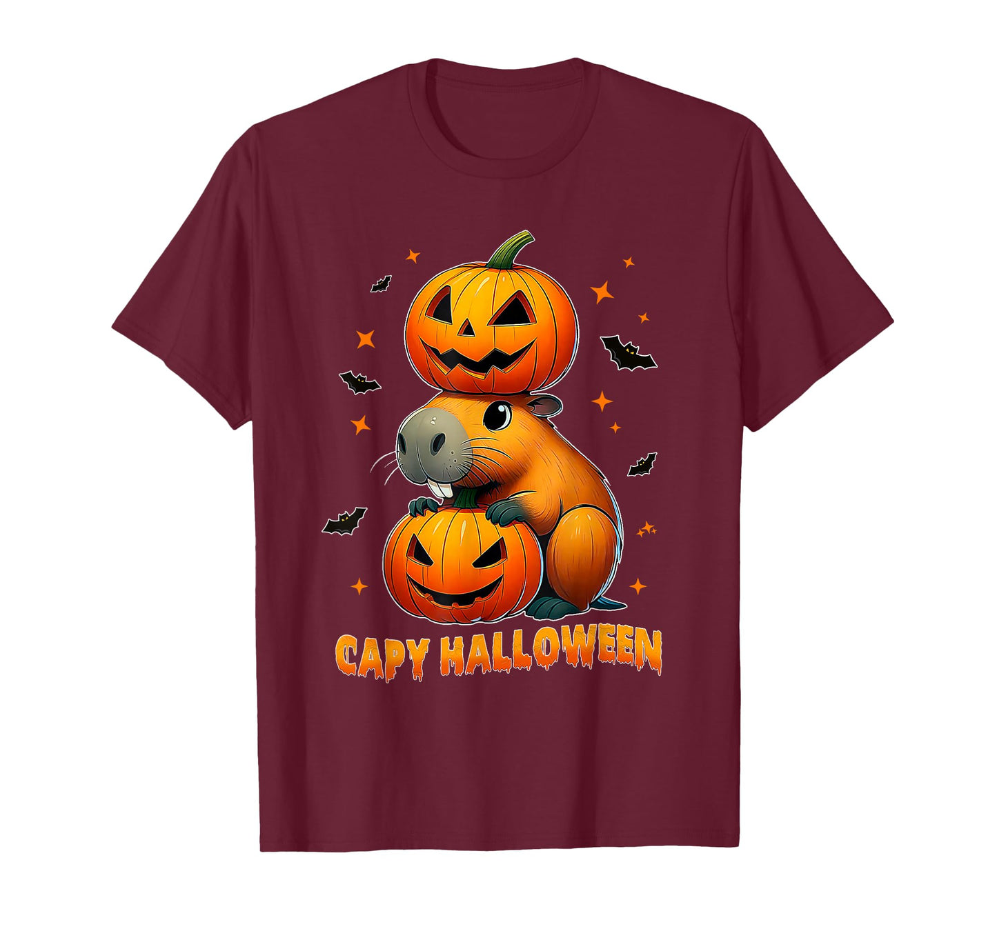 Capy Halloween Funny Cute Capybara Pumpkin Men Women Kids T-Shirt