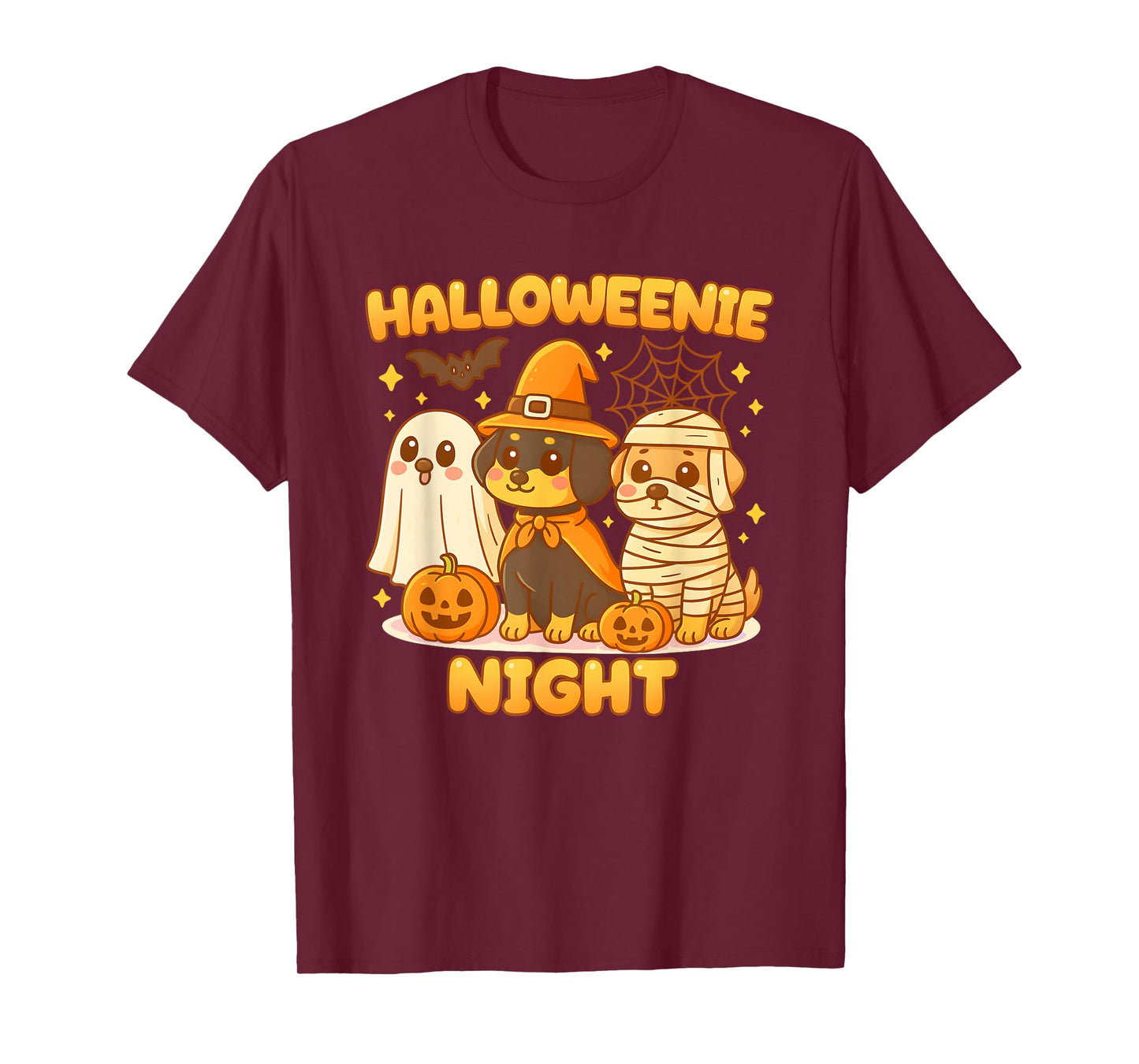 Halloweenie Dachshund Ghost Witch Mummy Funny Halloween Dog T-Shirt