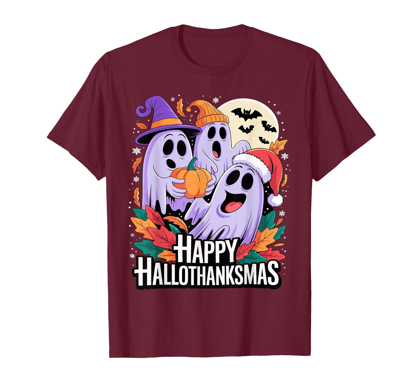 Happy Hallothanksmas Ghosts and Pumpkins T-Shirt