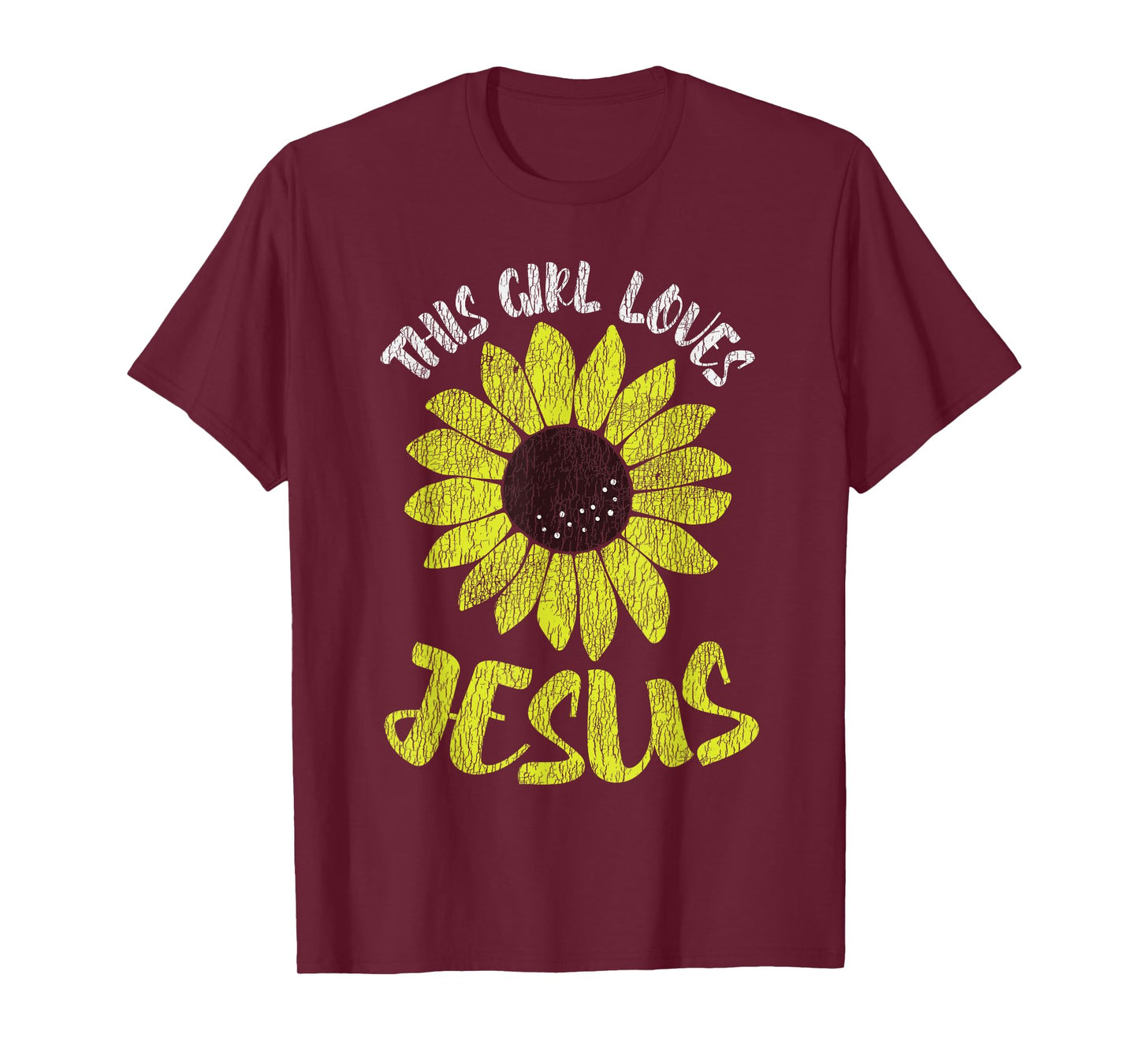 Vintage Sunflower This Girl Loves Jesus Women Christian T-Shirt