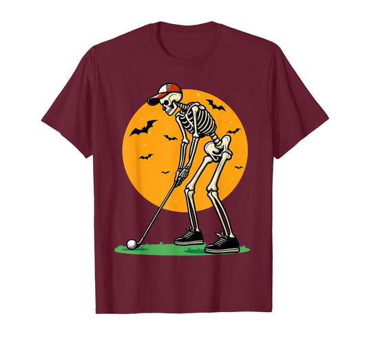 Halloween Golf Skeleton Golfer Funny Halloween Golfing T-Shirt