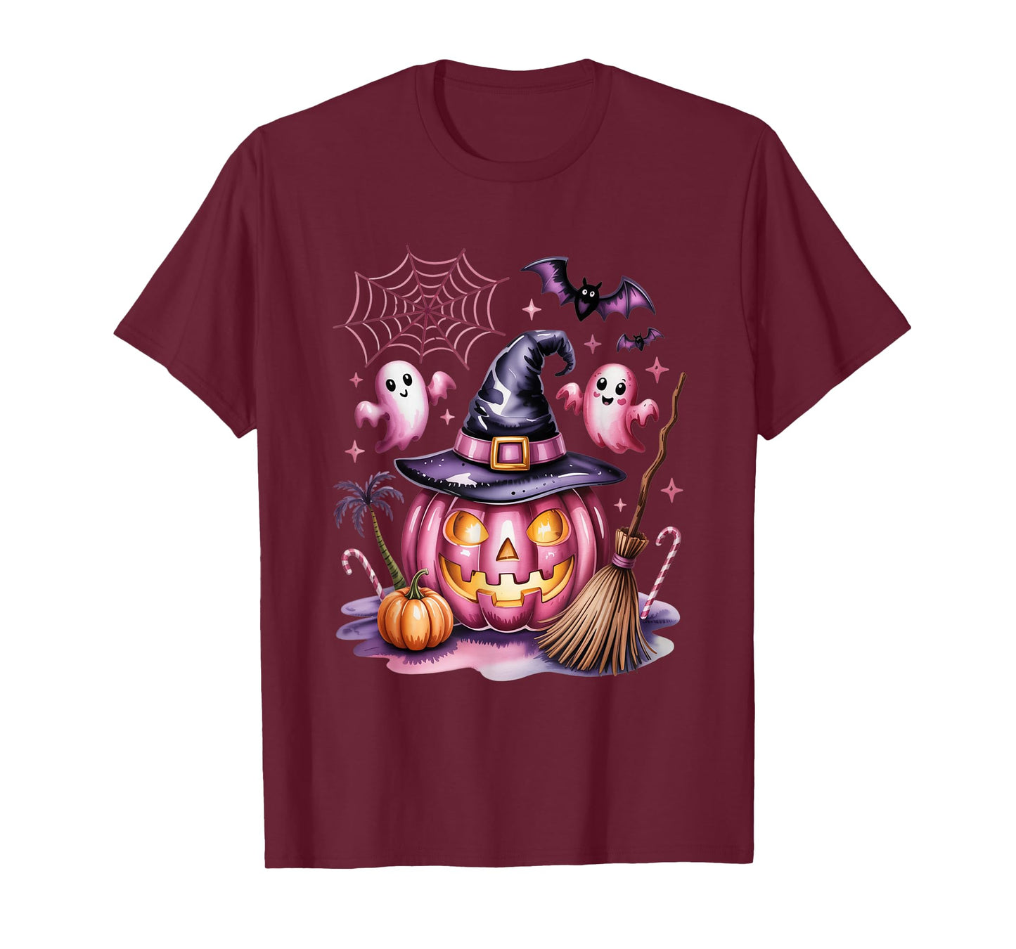 Kawaii Pink Pumpkin Witch Halloween T-Shirt