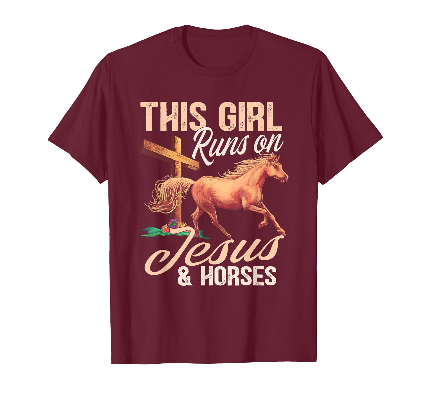This girl runs on jesus and horses T-Shirt