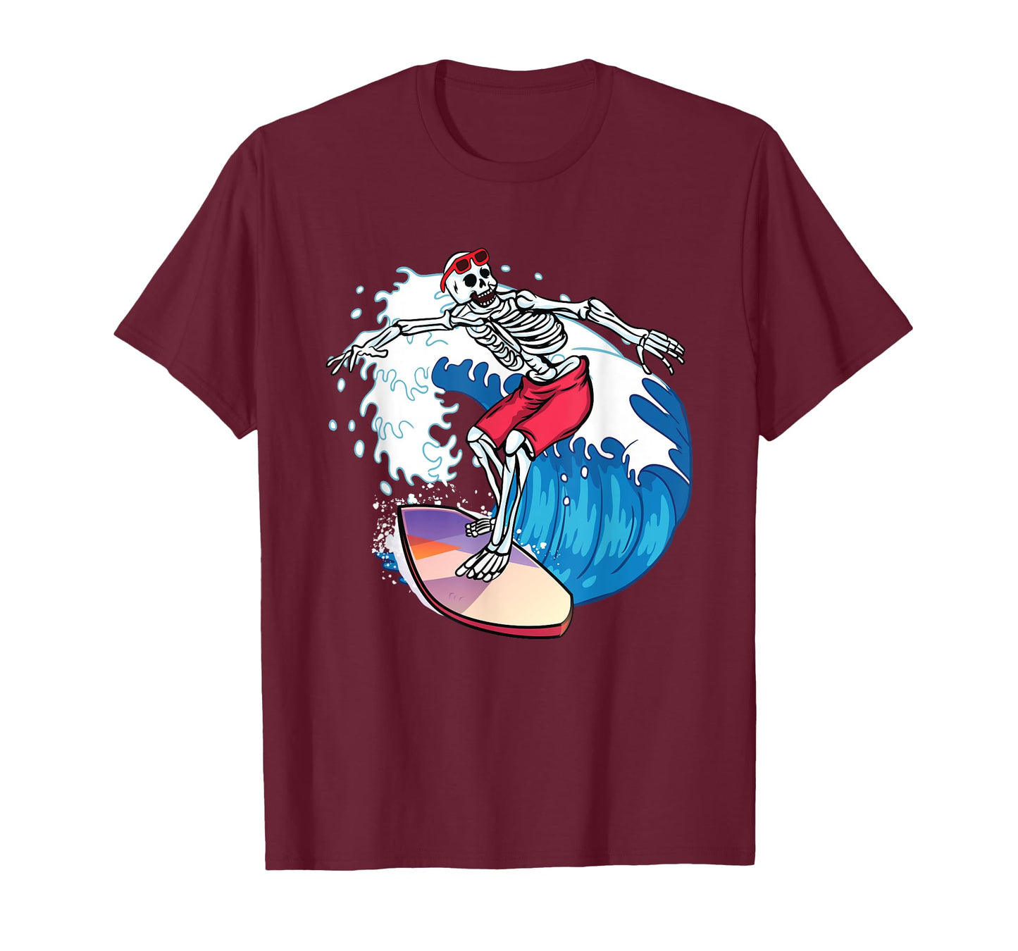 Surfer Skeleton Surfboard Surfing Dude Cool Novelty Graphic T-Shirt