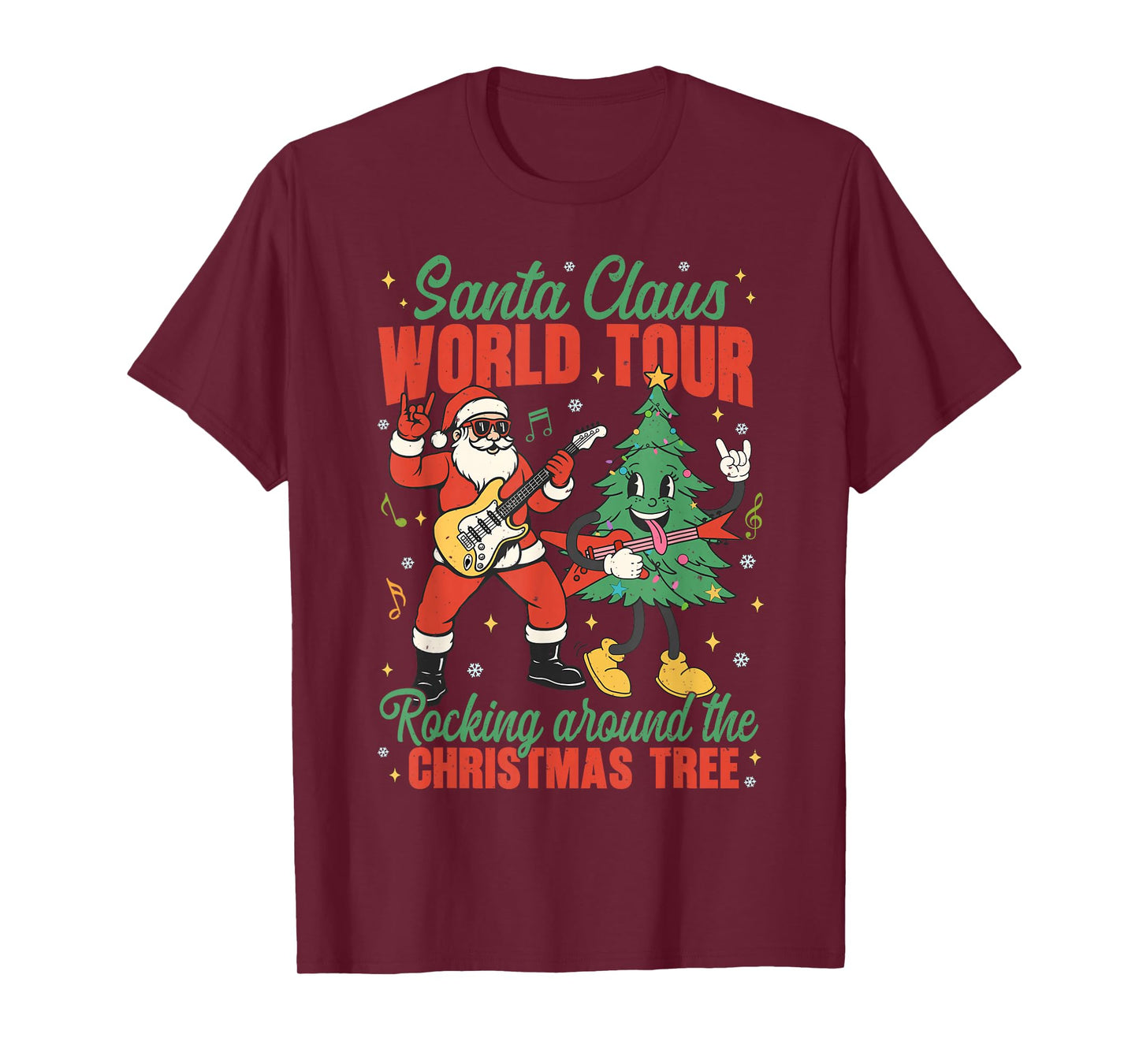 Santa Claus World Tour Rocking Around The Christmas Tree Men T-Shirt