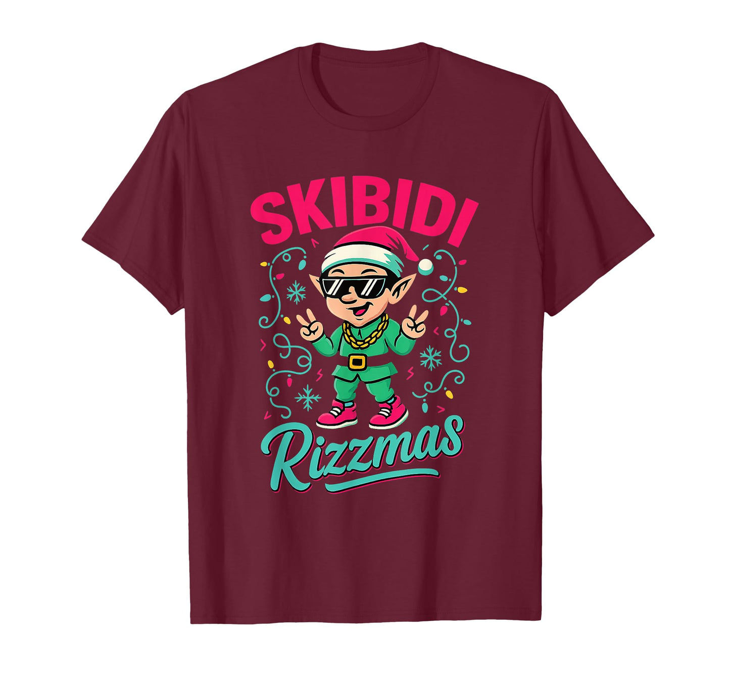 Skibidi Rizzmas Christmas Rizz Funny Santa Meme T-Shirt