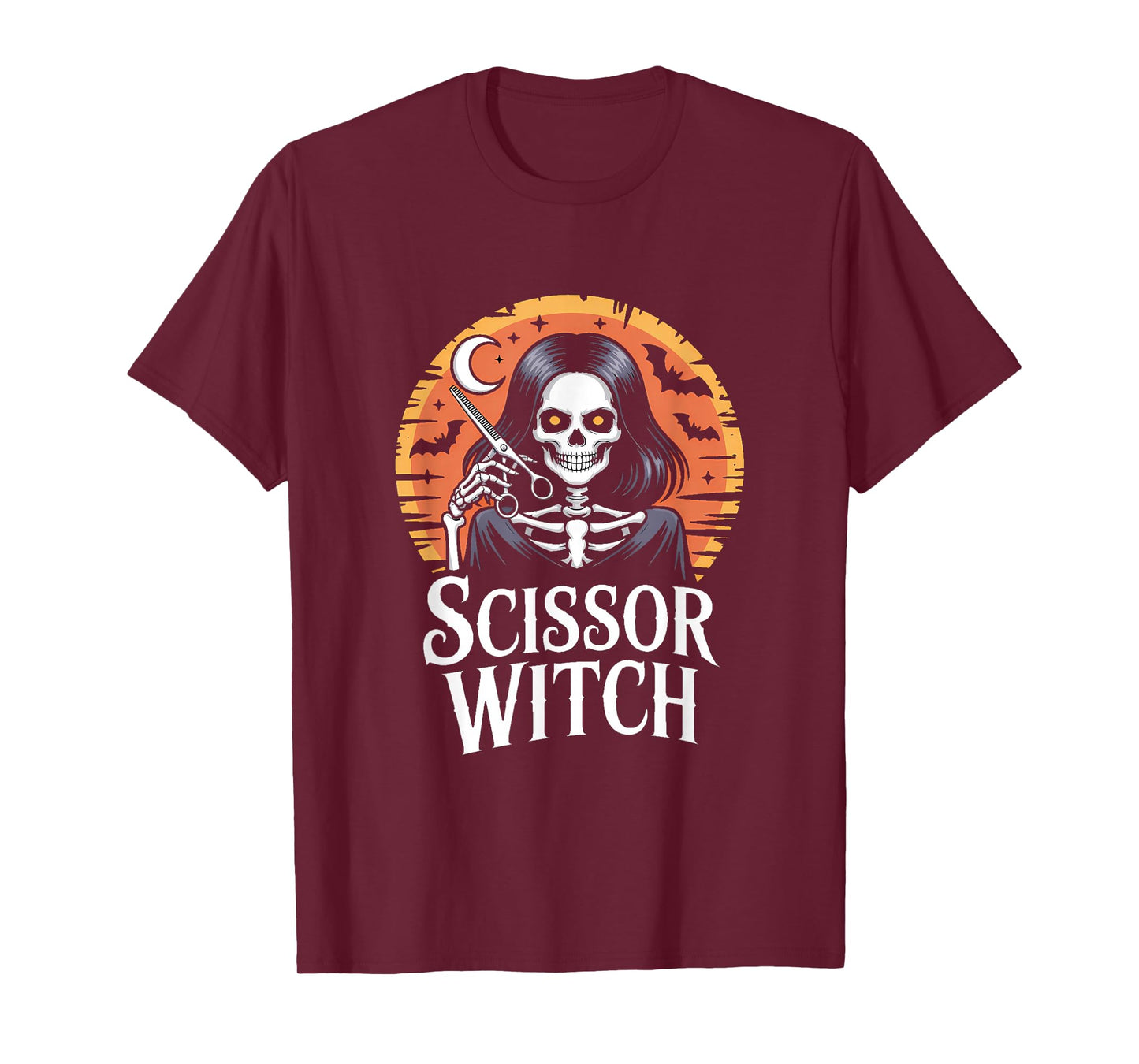 Scissor Witch Design for Tattooed Hairstylist Halloween T-Shirt