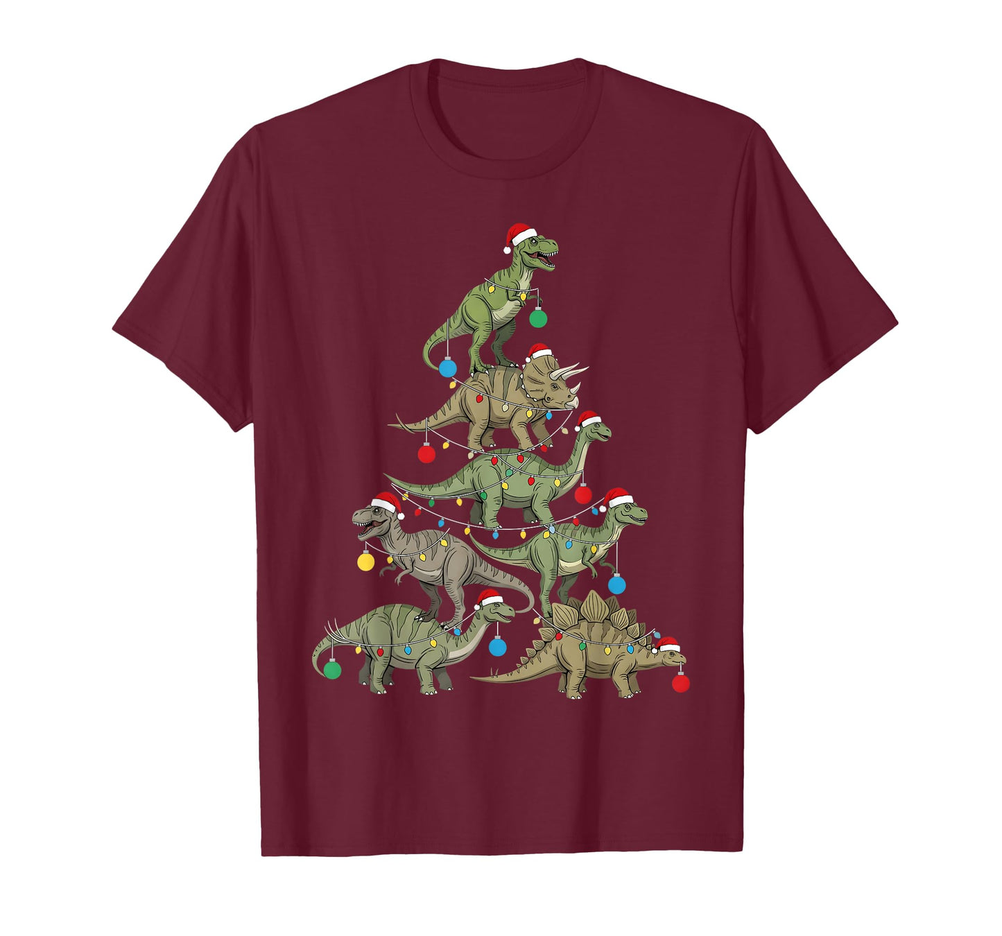 Types of Dinosaurs Christmas Tree Santa Xmas Family Matching T-Shirt