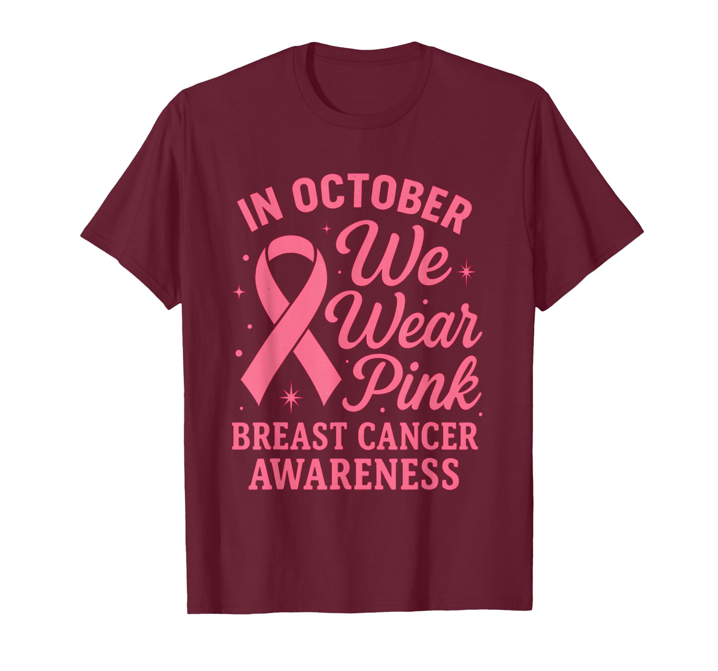 in October We Wear Pink Witch Breast Cancer Awareness T-Shirt