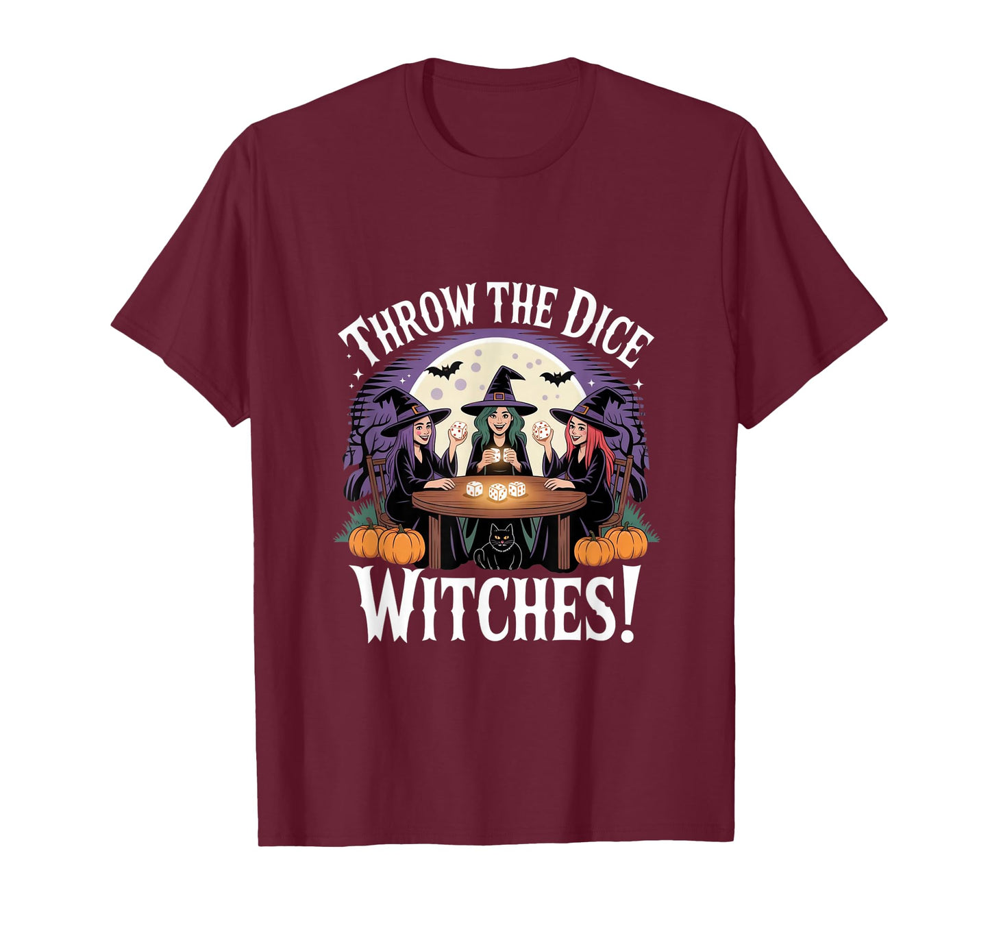 Throw The Dice Witches Funny Halloween Party Bunco Women T-Shirt