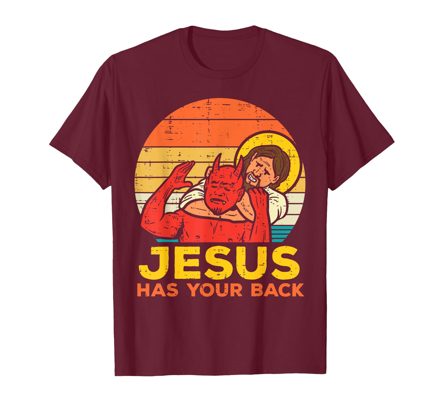 Jesus Has Your Back Jiu Jitsu Retro Christian Men Women Kids T-Shirt