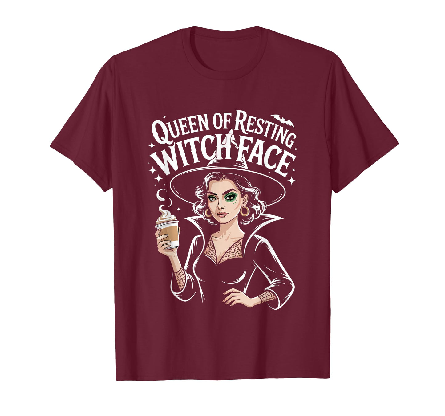 Resting Witch Face Coffee Lover Goth Scary Halloween Funny T-Shirt