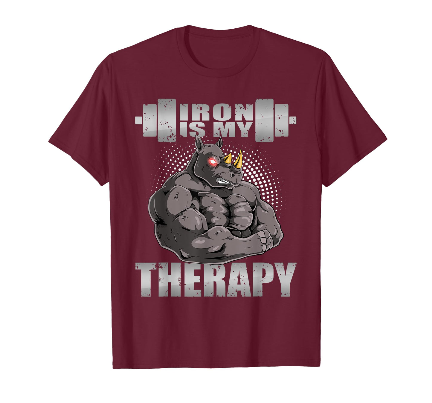 Rhinoceros Rhino Powerlifter Workout Gym Iron Is My Therapy T-Shirt