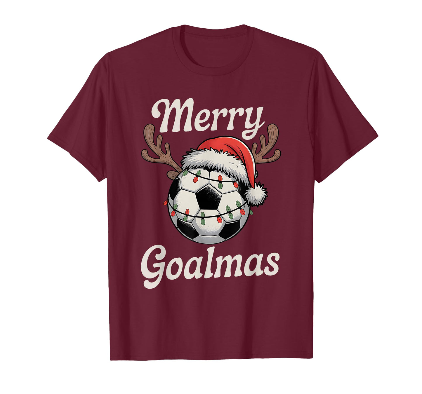 Merry Goalmas Christmas Funny Santa Soccer Ball Reindeer T-Shirt