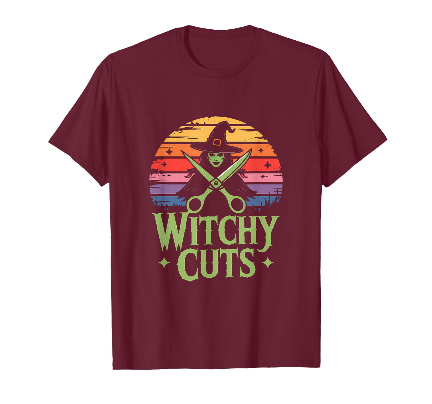 Witch Hairdresser: Witchy Cuts Retro Sunset Hair Stylist T-Shirt