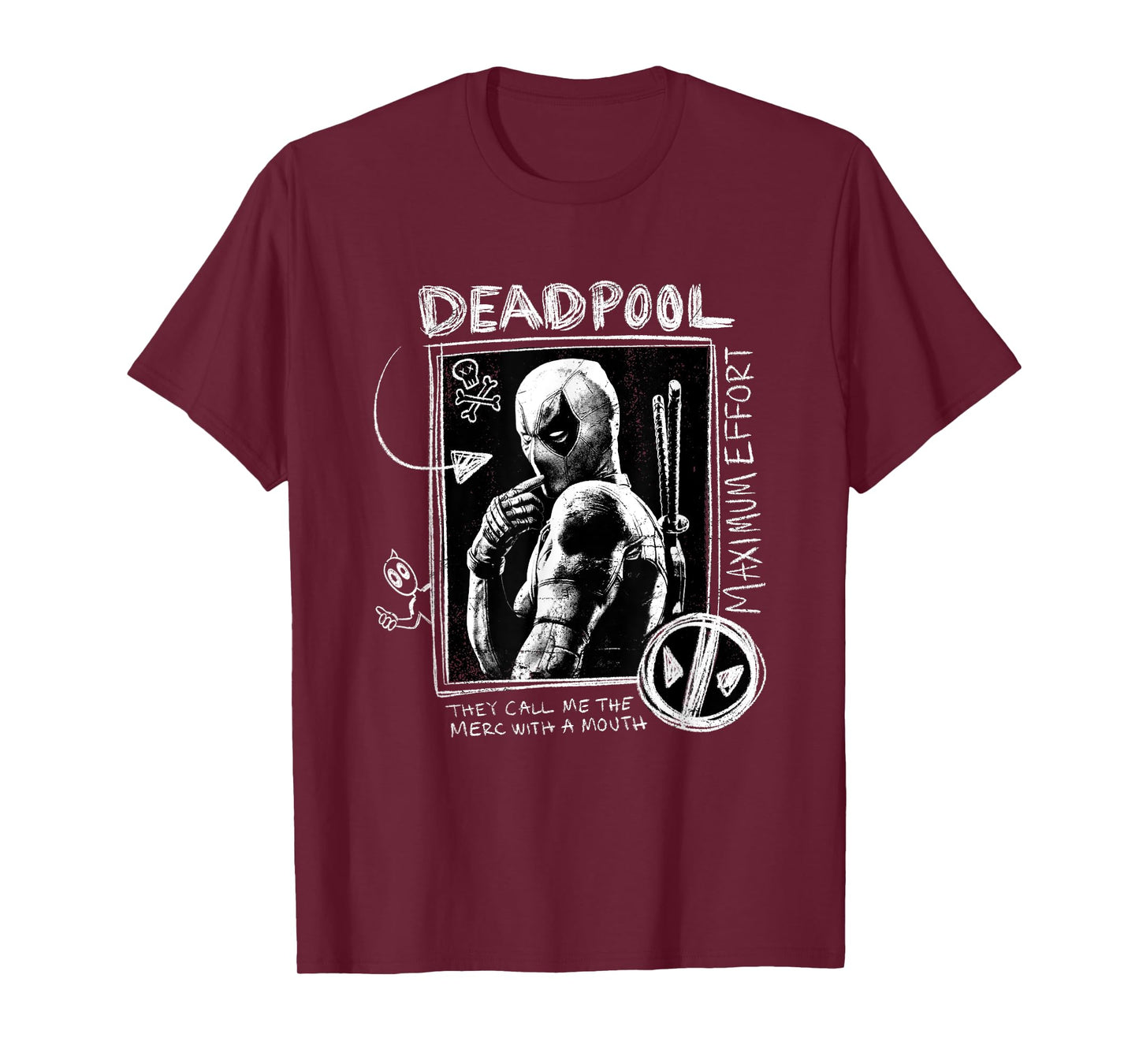 Marvel Deadpool & Wolverine Maximum Effort Doodle Portrait T-Shirt