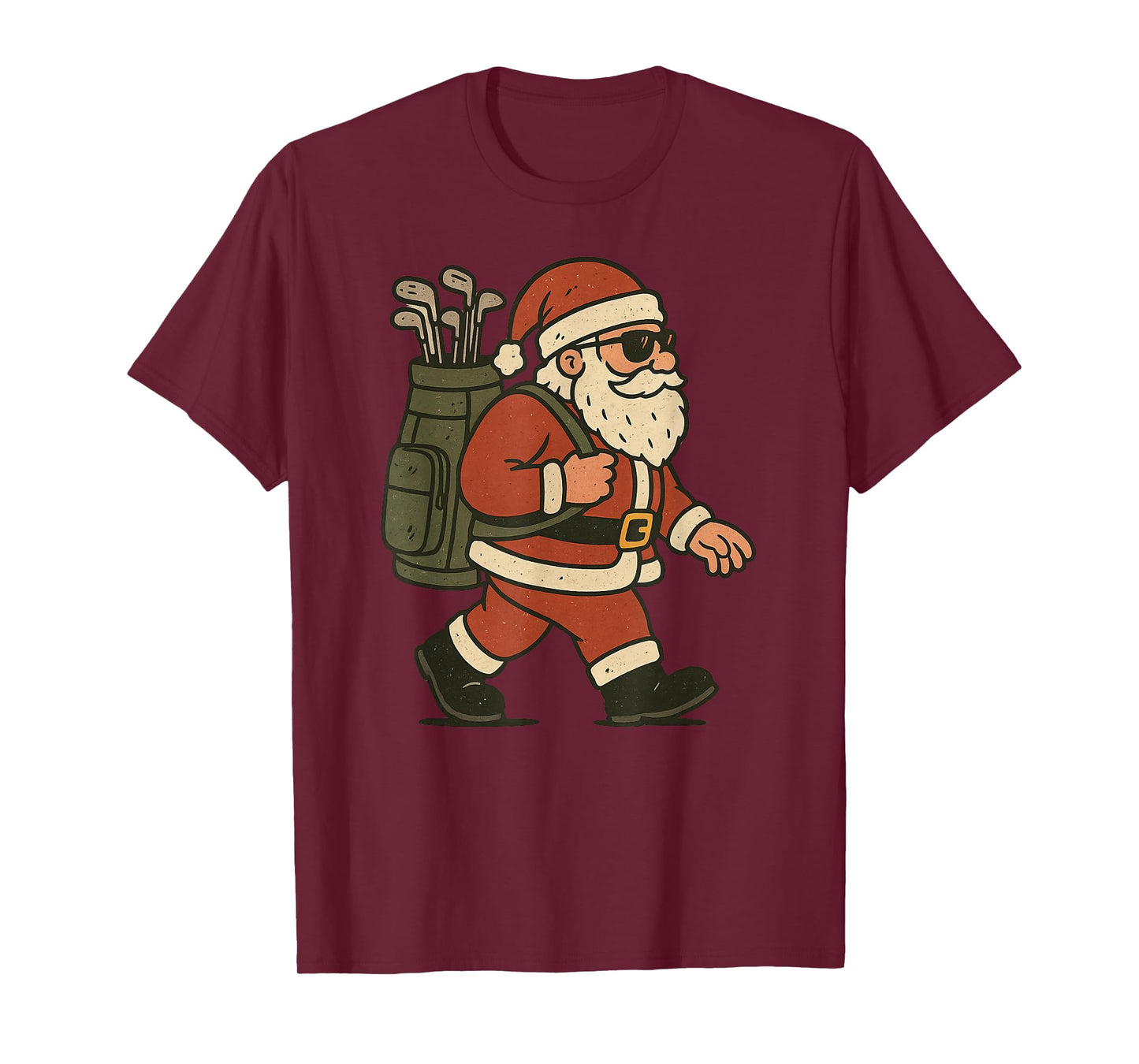 Santa Playing Golf Christmas Vintage Funny Xmas T-Shirt