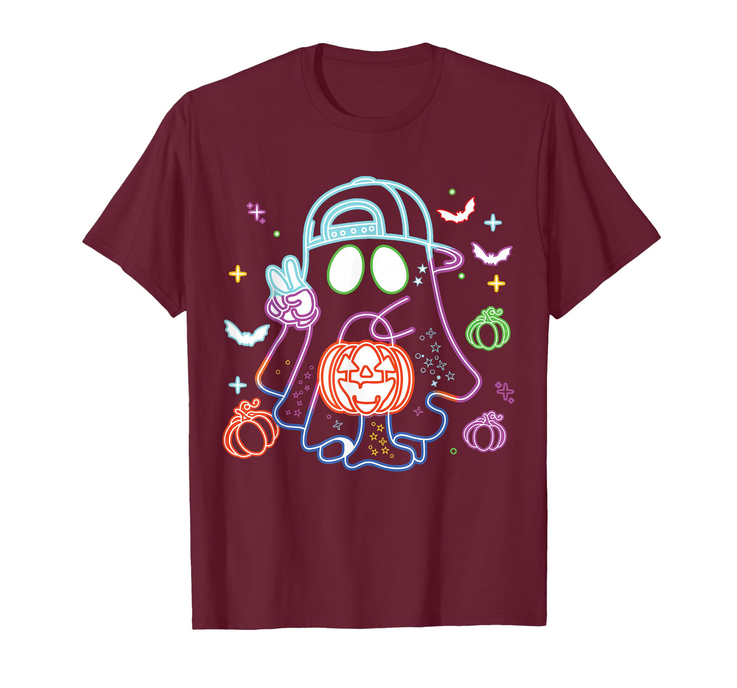 Boo Ghost Spooky Season Boys Kids Glow in Halloween Night T-Shirt