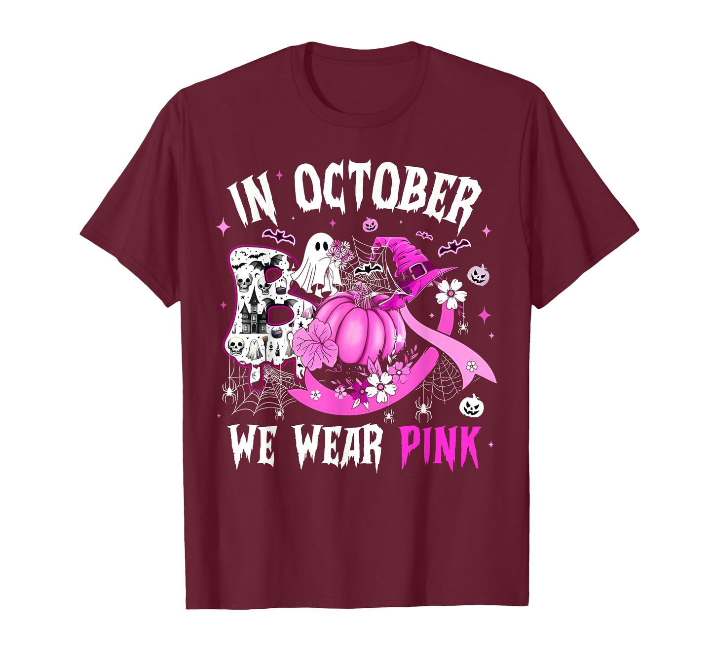 Breast Cancer Awareness We Wear Pink in October Women Girls T-Shirt