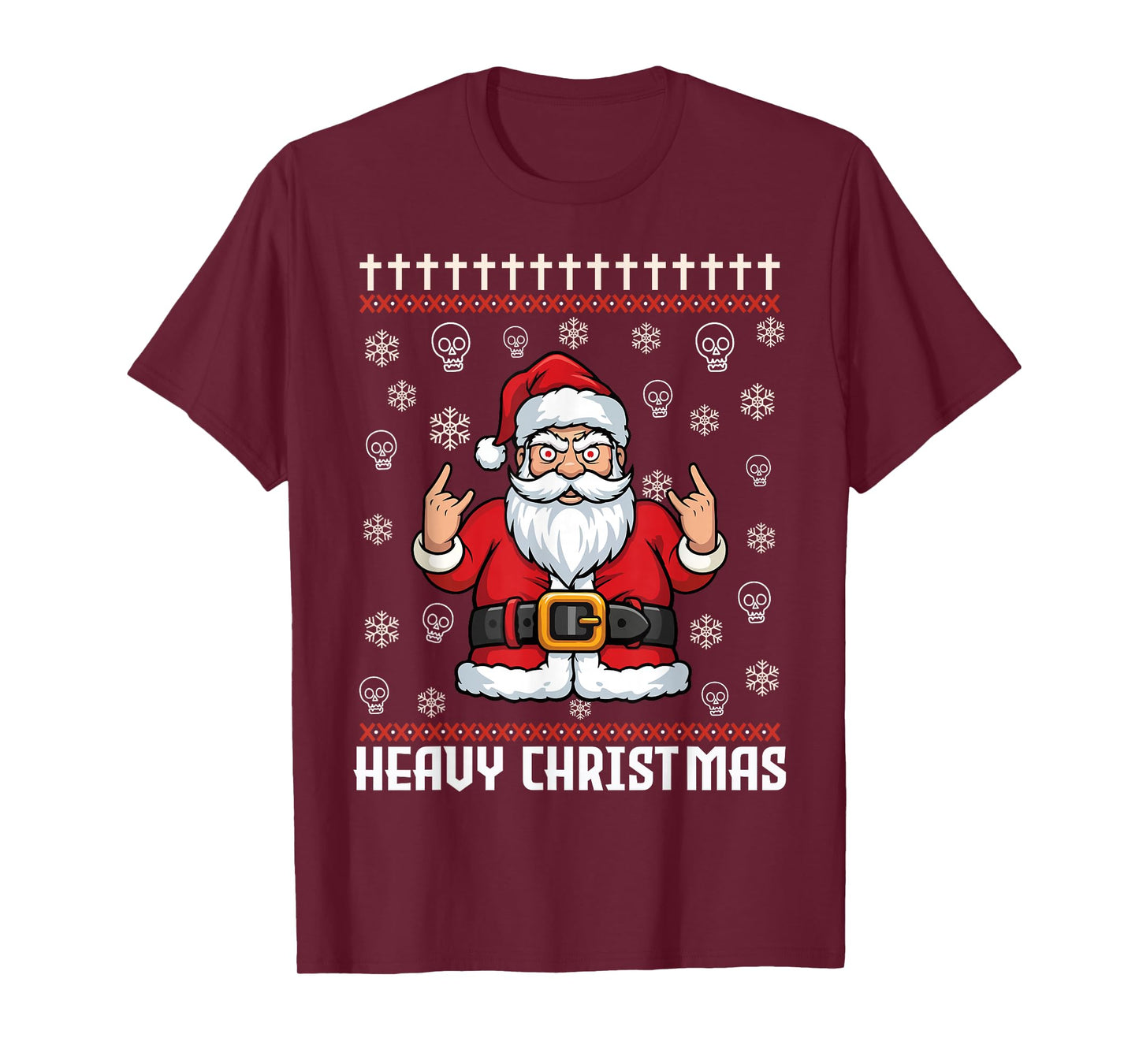 Hail Santa Pagan Happy Solstice Metal Christmas Santa Rocker T-Shirt