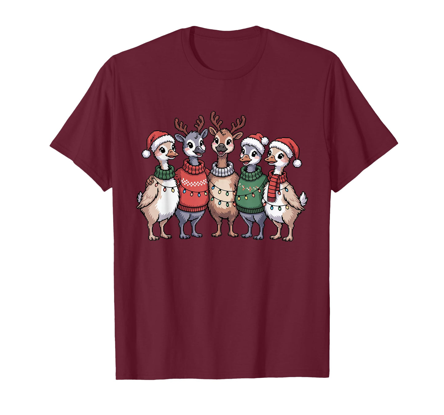 Christmas Lights Goose Santa Funny Xmas Ducks for Men Women T-Shirt