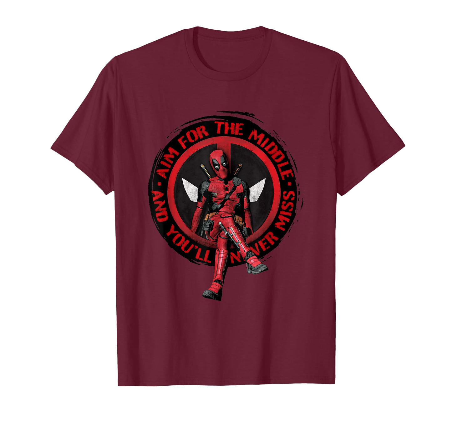 Marvel Deadpool & Wolverine Aim For The Middle Distressed T-Shirt