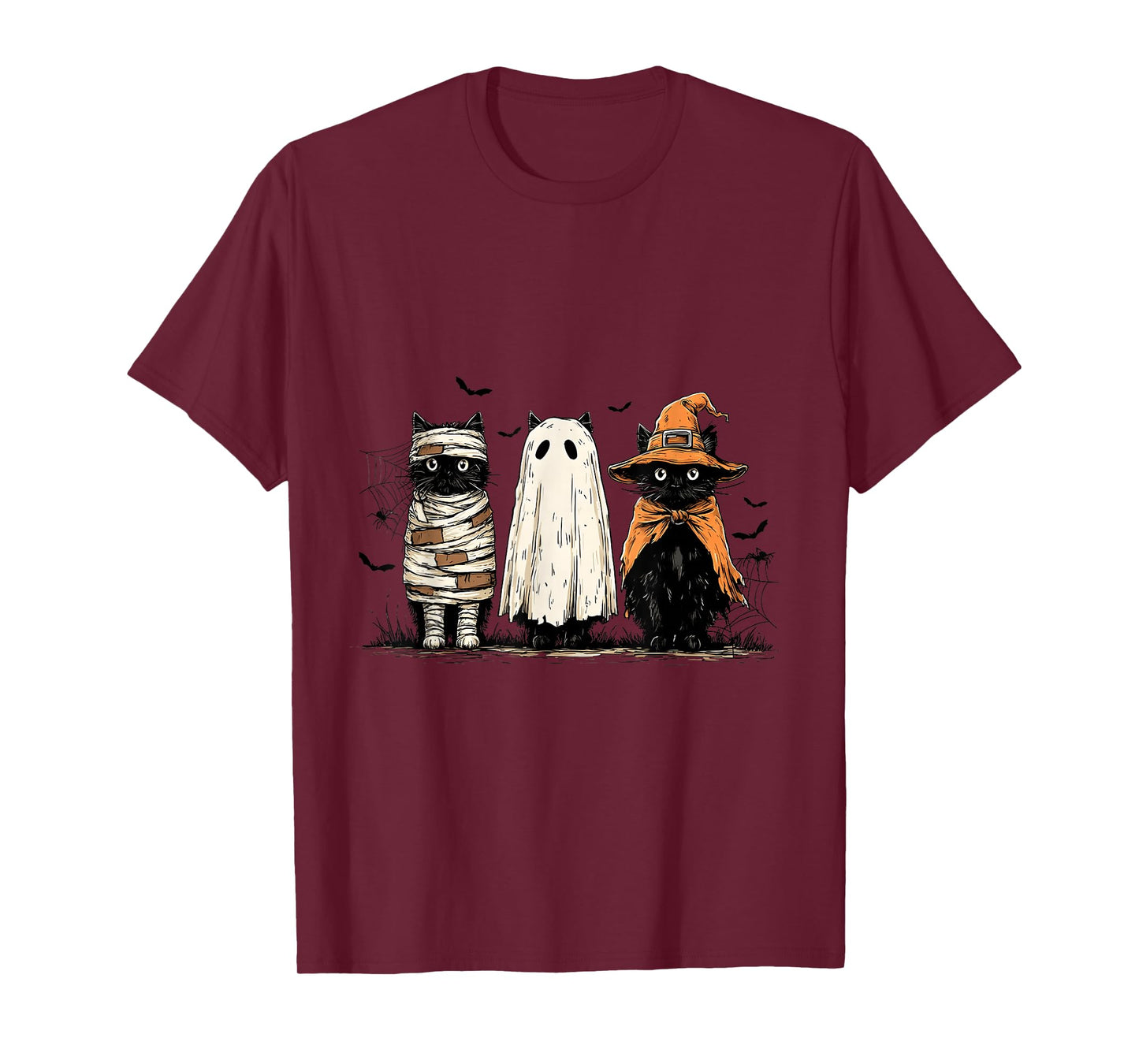 Black Cat Pumpkin Ghots Cat Retro Halloween Cat Mama Autumn T-Shirt