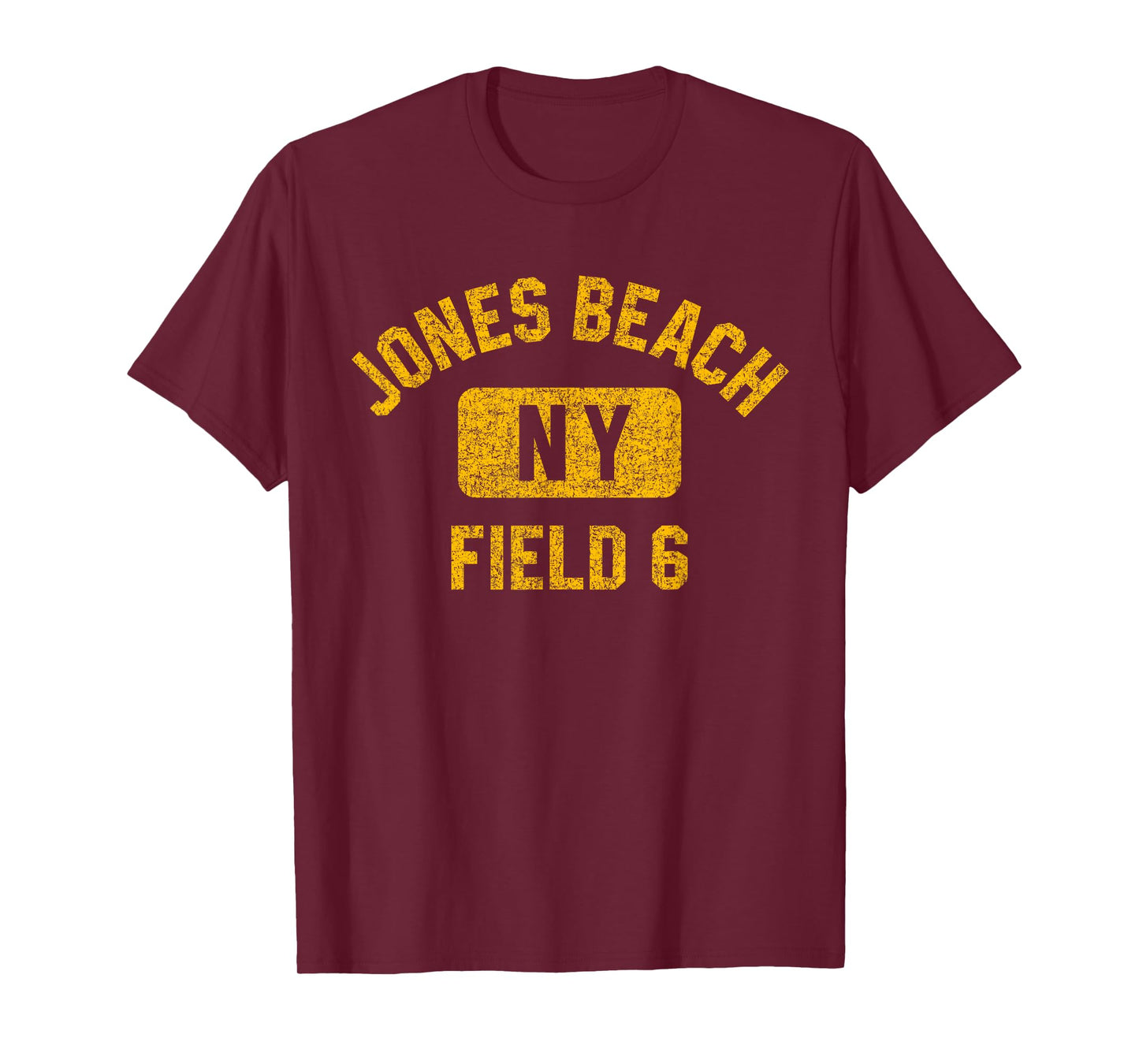 Jones Beach Field 6 NY Gym Style Distressed Amber Print Men Women Girls Kids T-Shirt