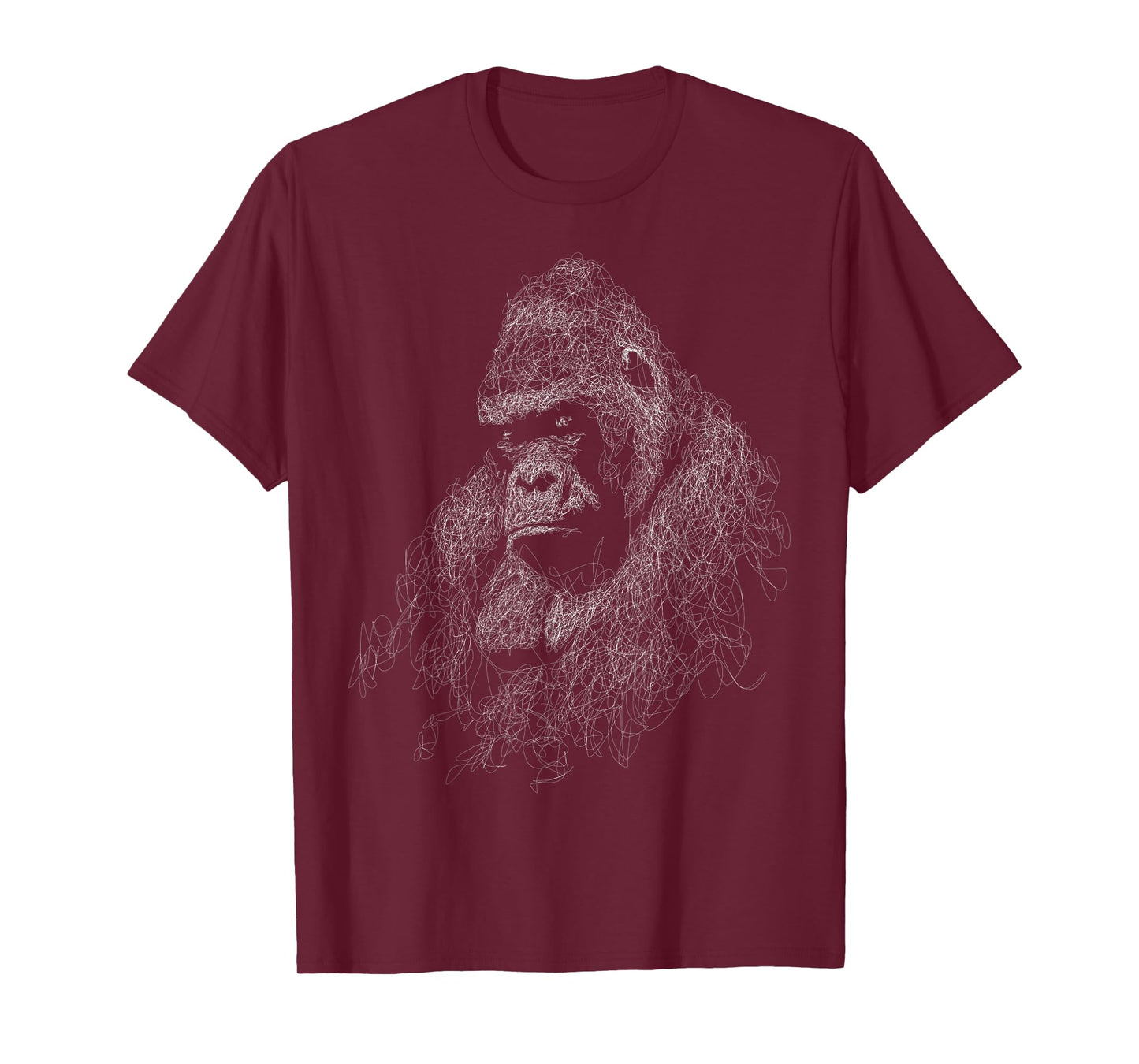 gorilla face scribble art head for lover Silverback animals T-Shirt