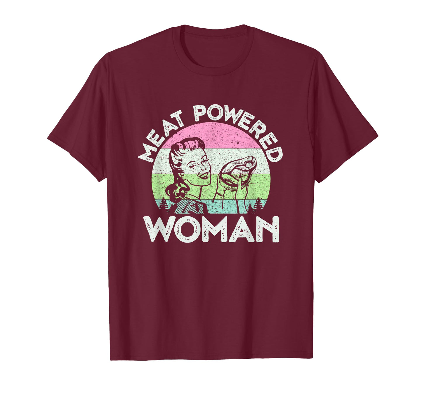 Vintage Meat Powered Woman Carnivore Meat Eater T-Shirt