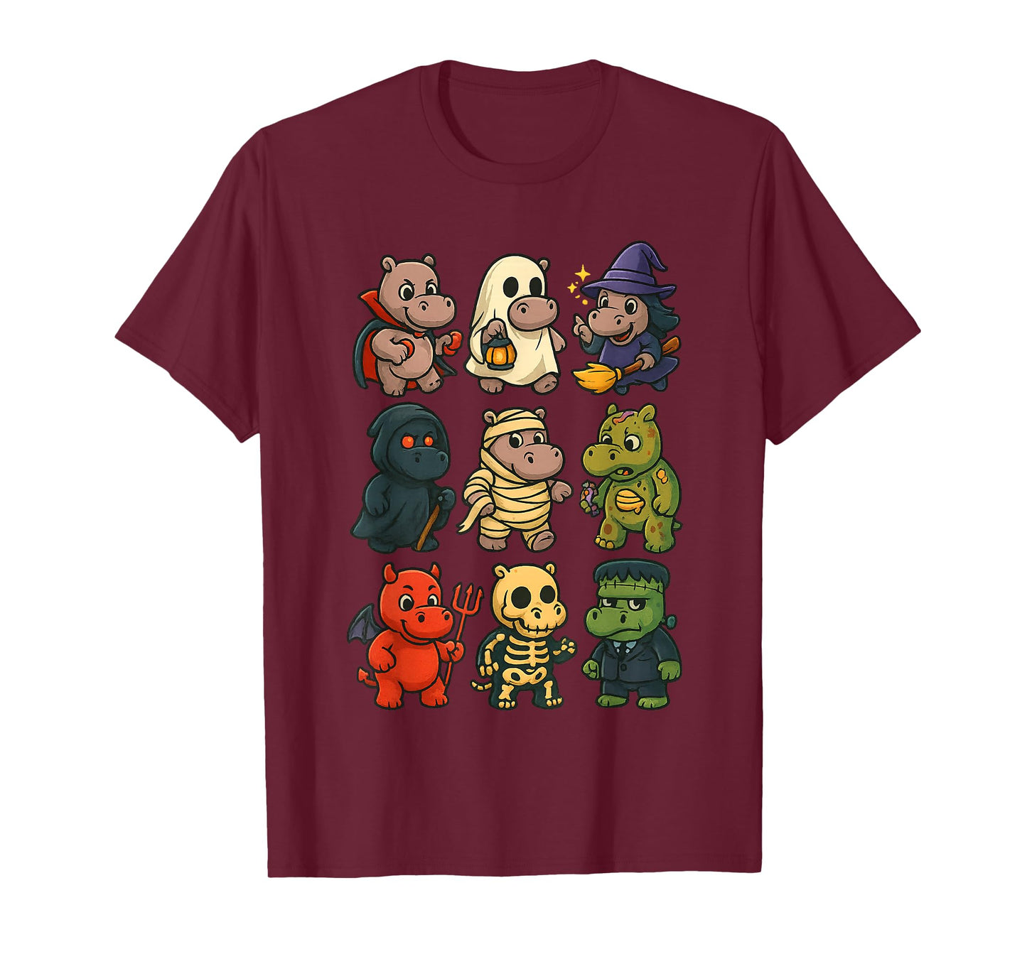 Funny Hippo Ghost Witch Zombie Halloween Costume for Kids T-Shirt