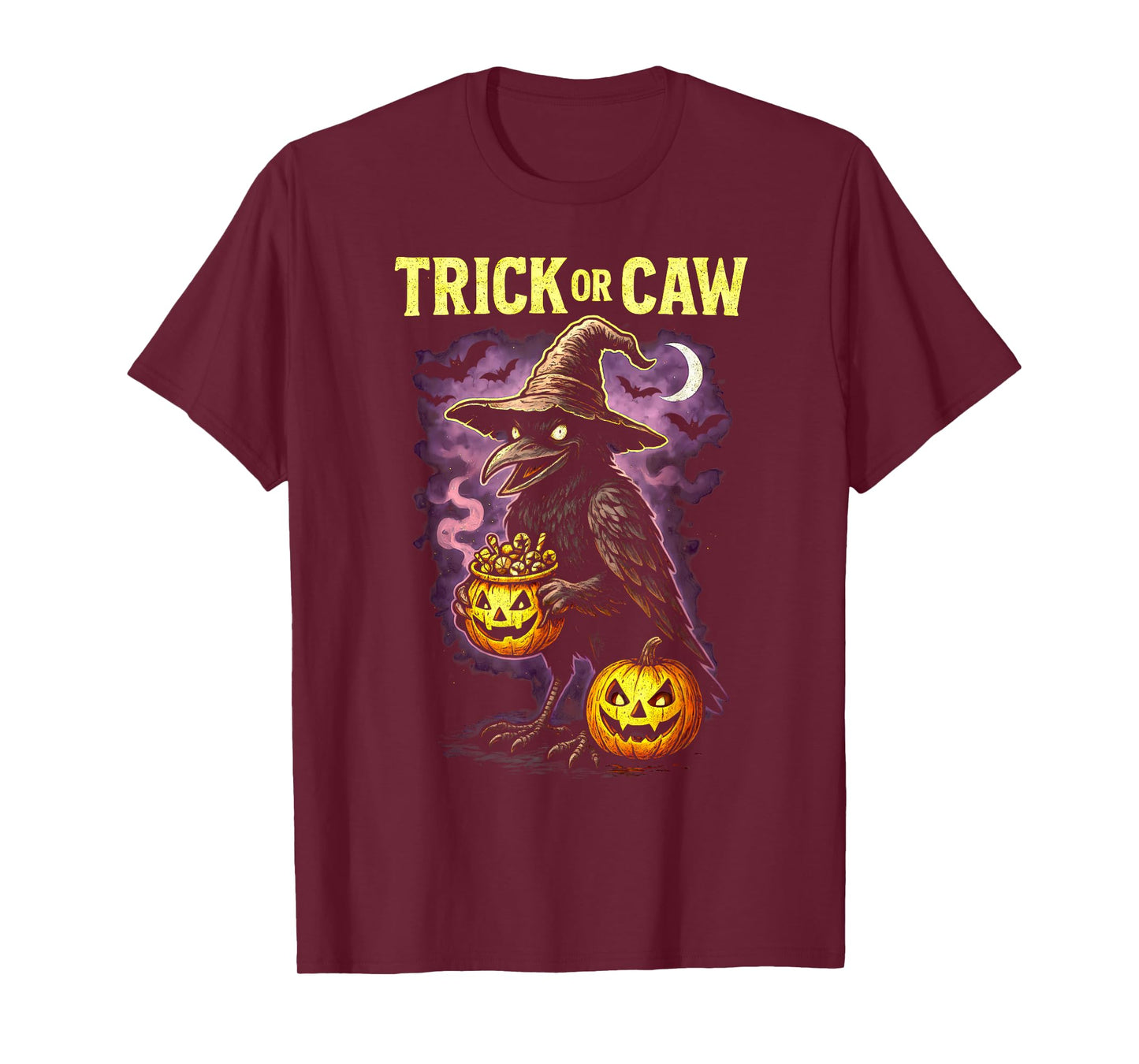 Funny Trick Or Caw Crow Halloween Raven Costume Spooky Bird T-Shirt