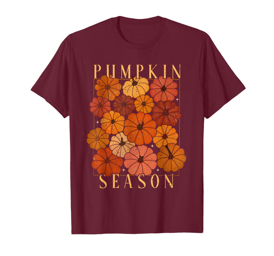 Pumpkin Season Autumn Fall Y'all Leaves Thanksgiving Vintage T-Shirt